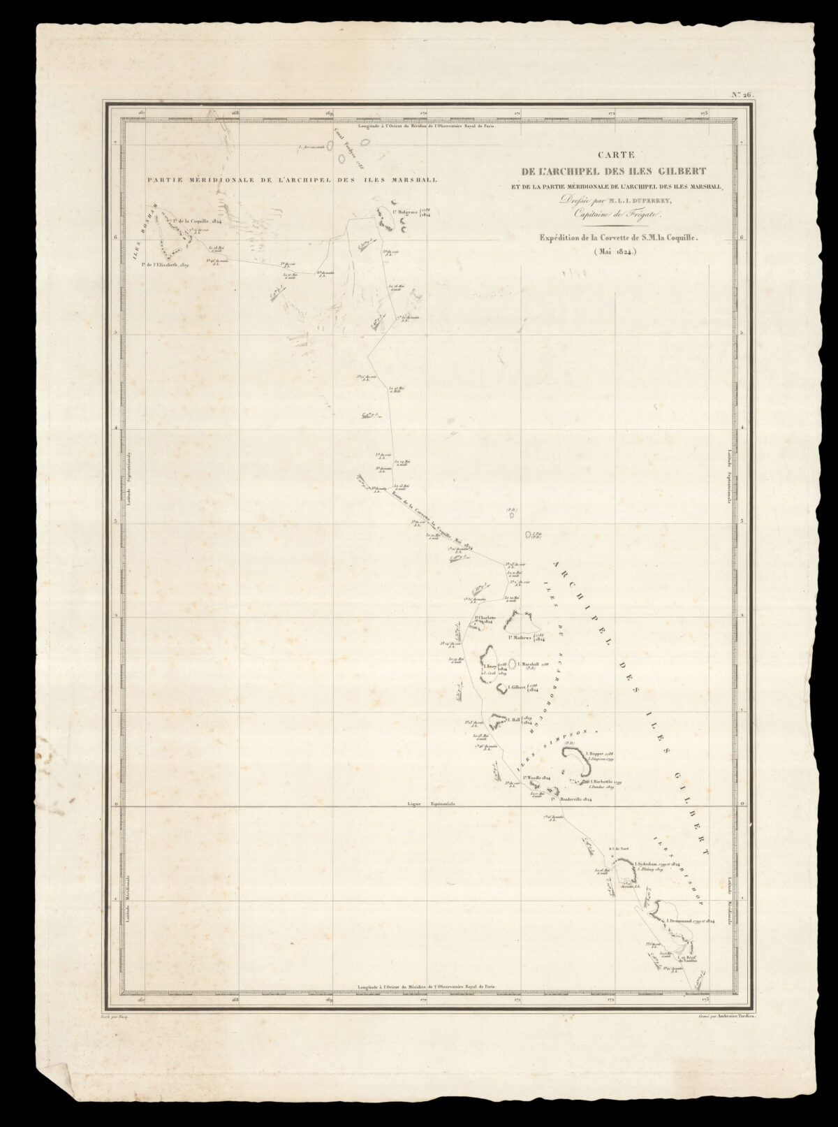 DUPERREY, Louis-Isidor Carte de L'archipel des isles Gilbert