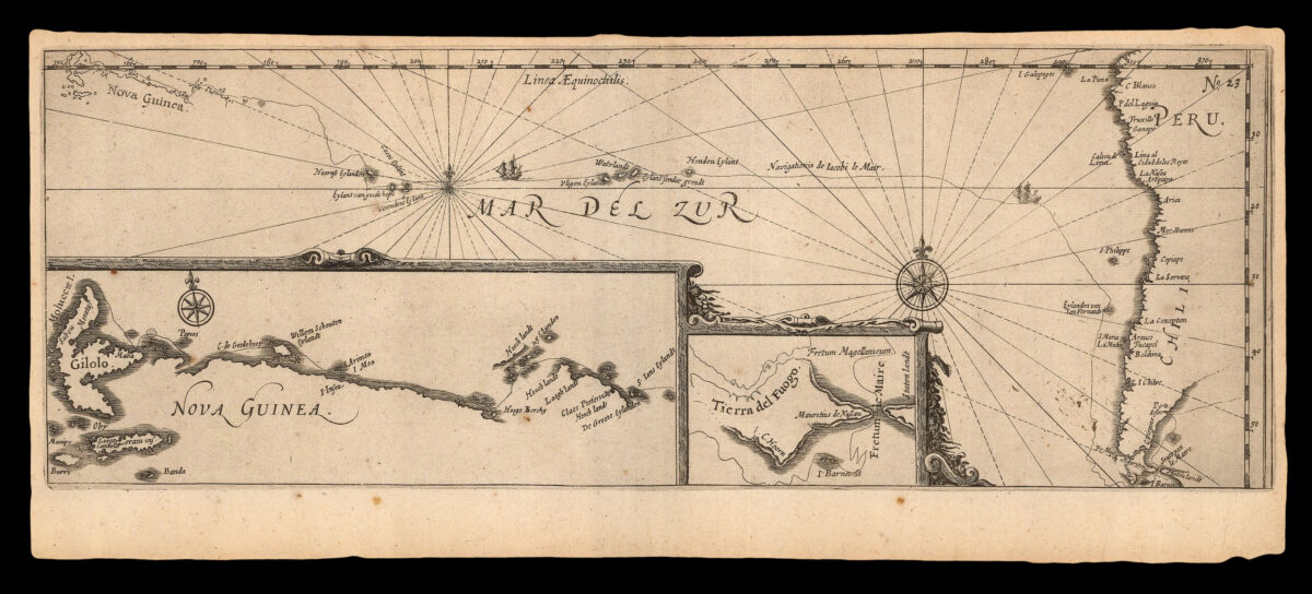 SPILBERGEN, Joris van; and Jacob Le MAIRE Untitled charts of the Pacific, New Guinea, and the Strait of Le Maire.