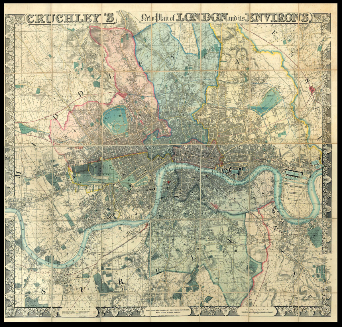 CRUCHLEY, George Frederick Cruchley's New Plan of London and Its Environs.