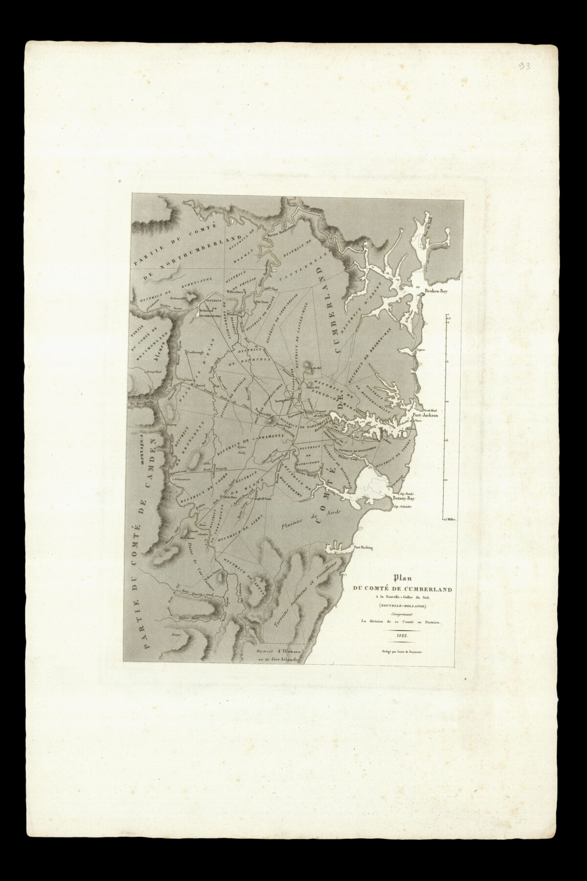 FREYCINET, Louis Claude de Saulces de Plan du Comté de Cumberland à la Nouvelle-Galles du Sud, (Nouvelle–Hollande)