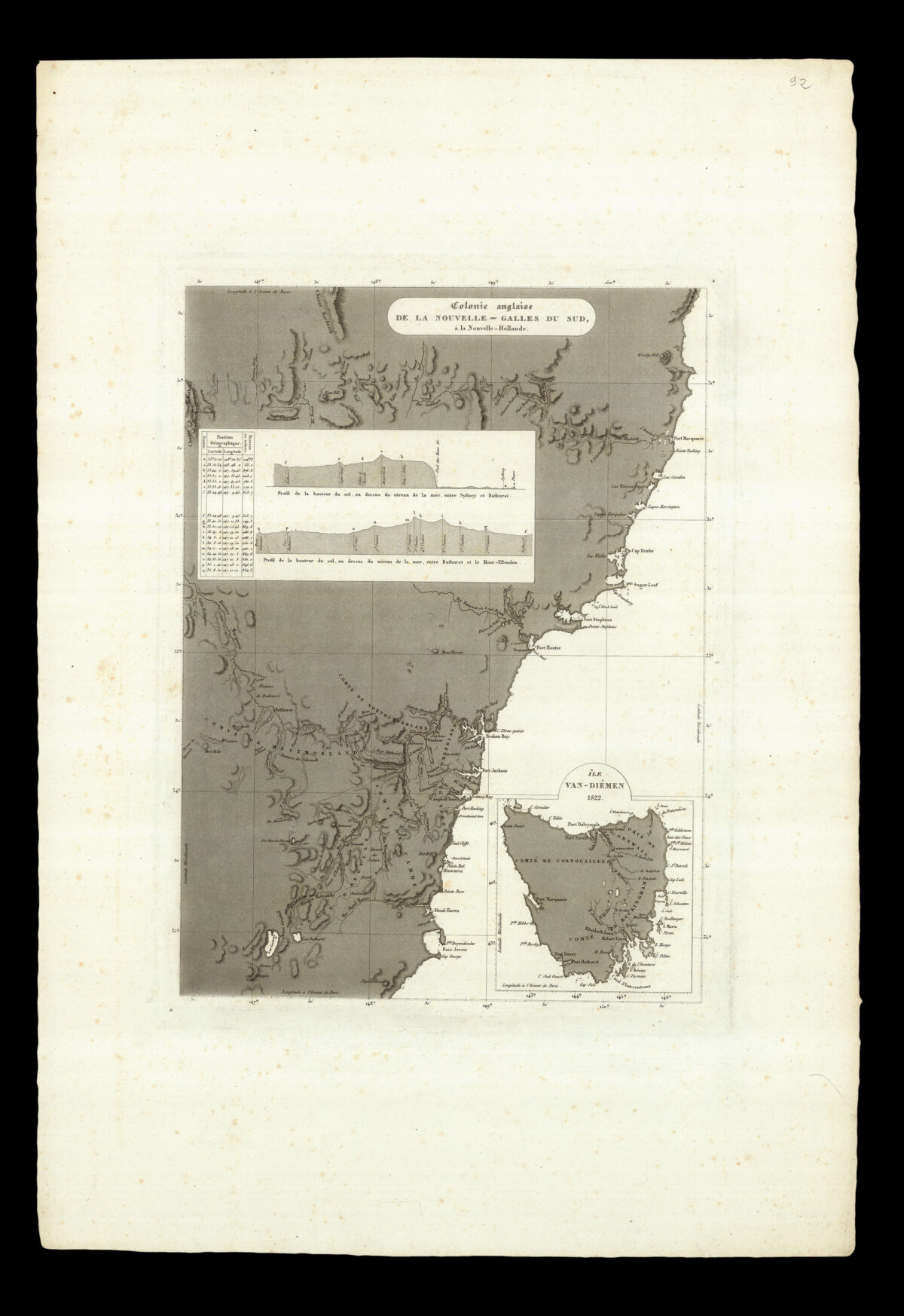 FREYCINET, Louis Claude de Saulces de Plan du Comté de Cumberland à la Nouvelle-Galles du Sud, (Nouvelle–Hollande)