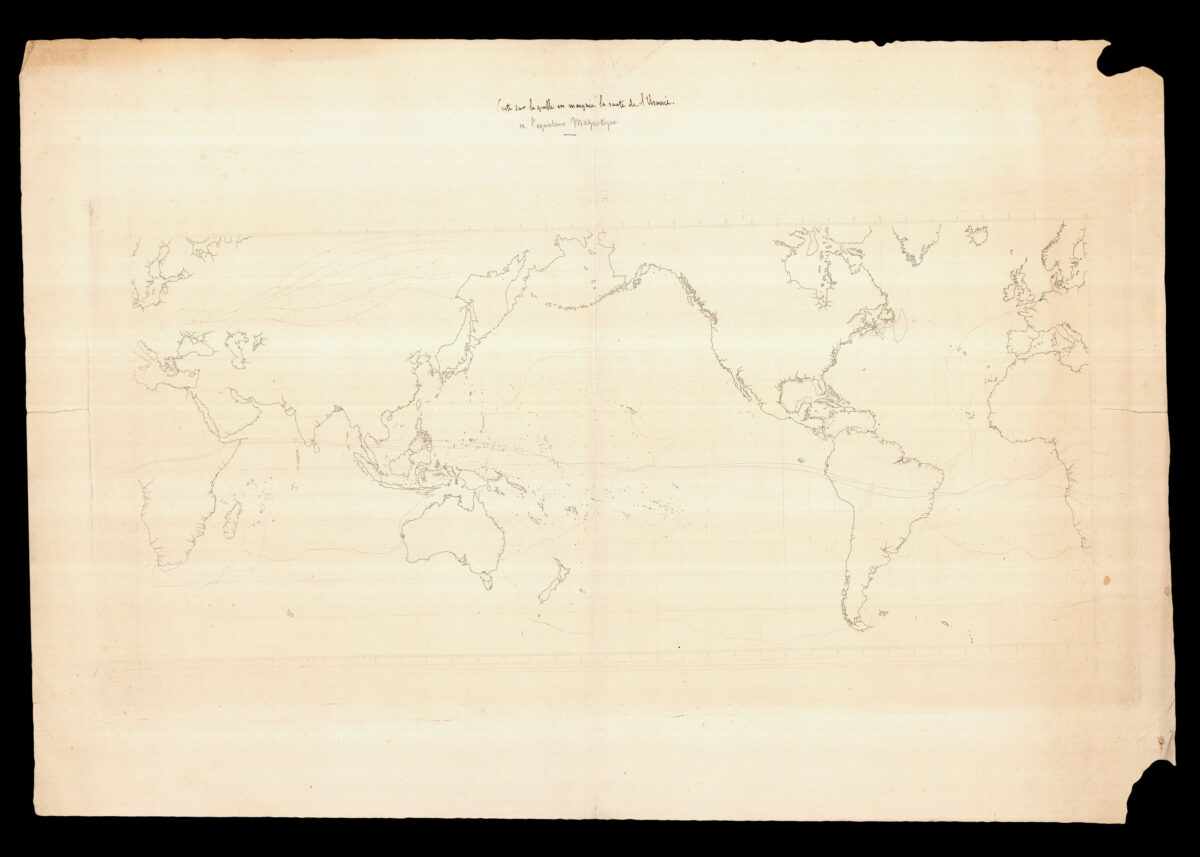 FREYCINET, Louis Claude de Saulces de; and HACQ, Jacques Marie "Carte sur la quelle en marquee la route de l'Uranie a l'equateur magnetique..."