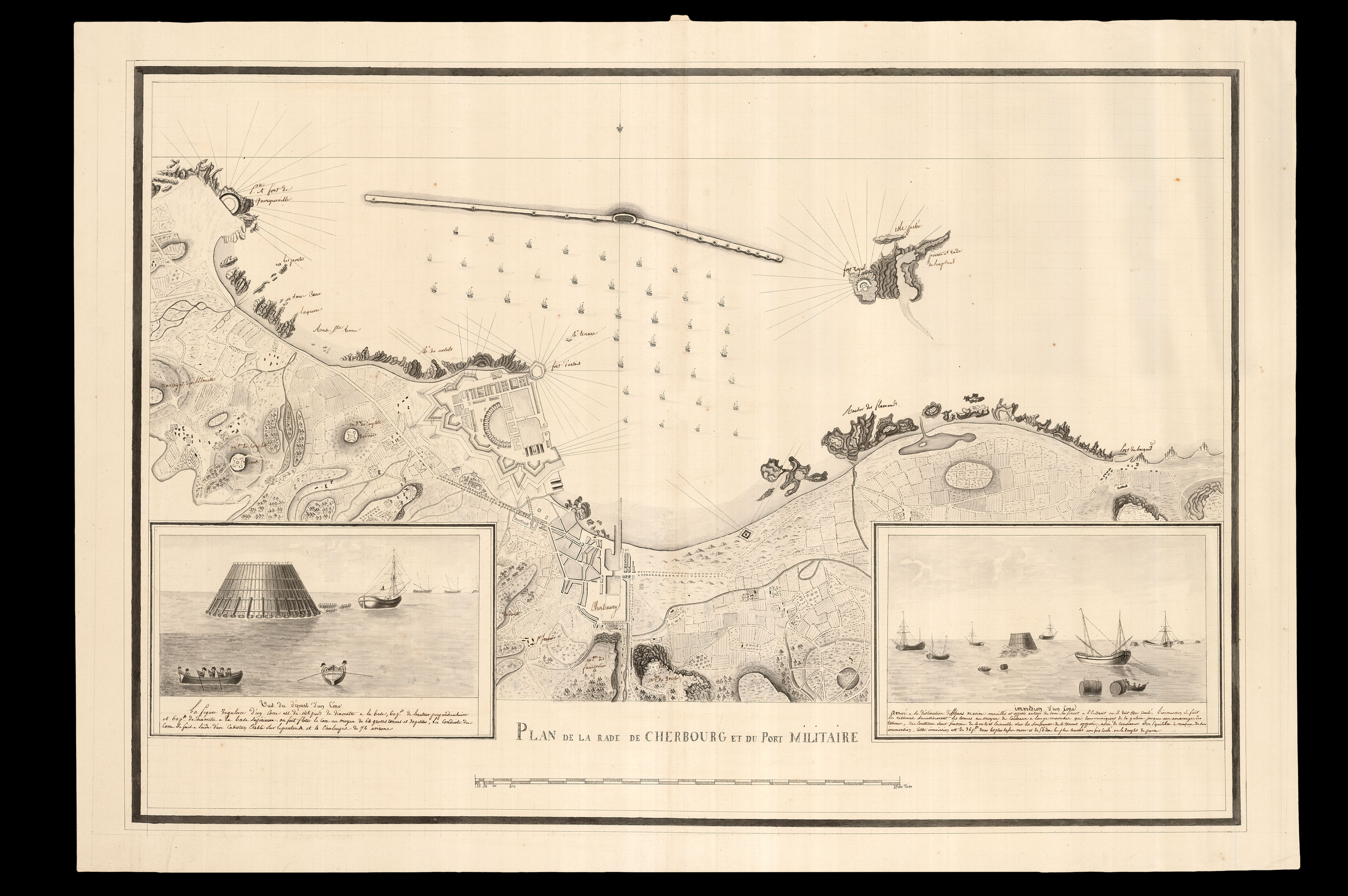 ANONYMOUS; FREYCINET, Louis Henri de Saulces de Plan de la rade de Cherbourg et du Port Militaire.