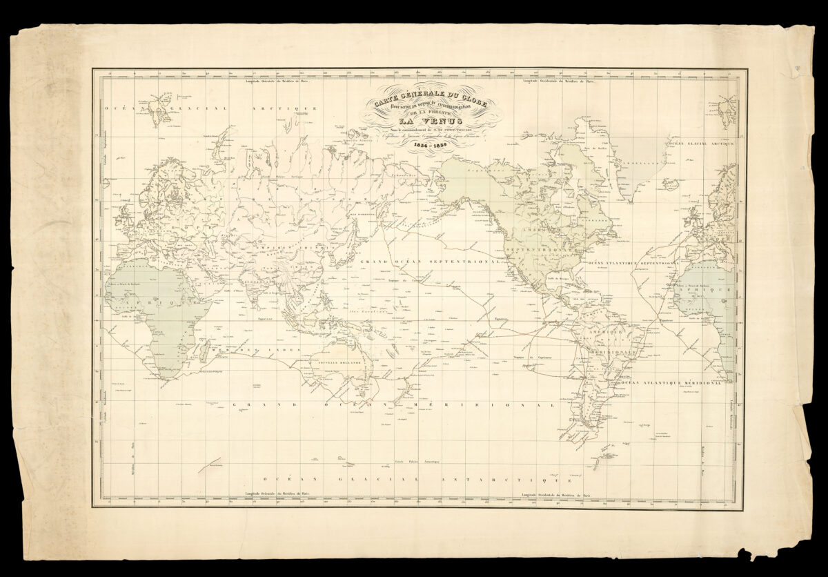 DU PETIT-THOUARS, Abel Aubert Carte Generale du Globe