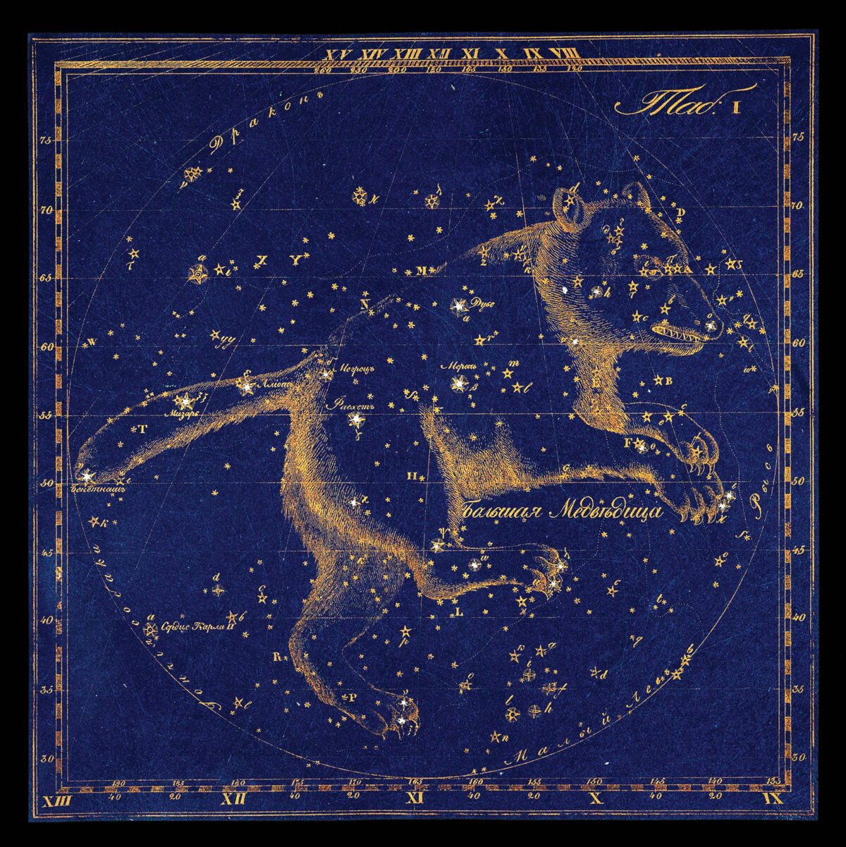 REISSIG, Kornelius Khristianovich Sozviezdiia predstavlennyia na XXX tablitsakh... [Presentation of constellations in 30 tables with description and guide to finding them comfortably in the sky: composed for educational institutions and amateur astronomers].