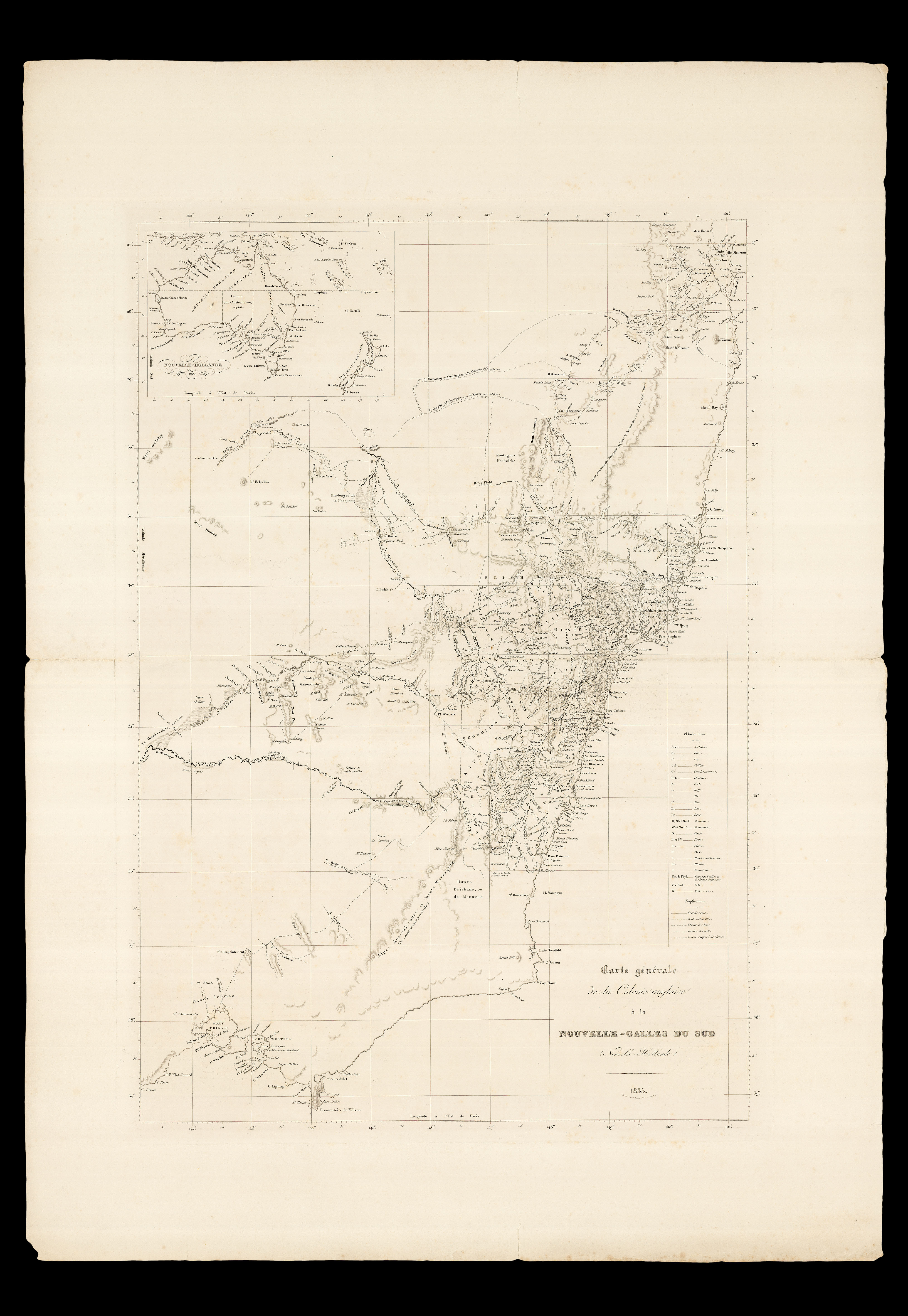 FREYCINET, Louis Claude de Saulces de Carte Generale de la Colonie Anglaise a la Nouvelle-Galles du Sud (Nouvelle-Hollande)