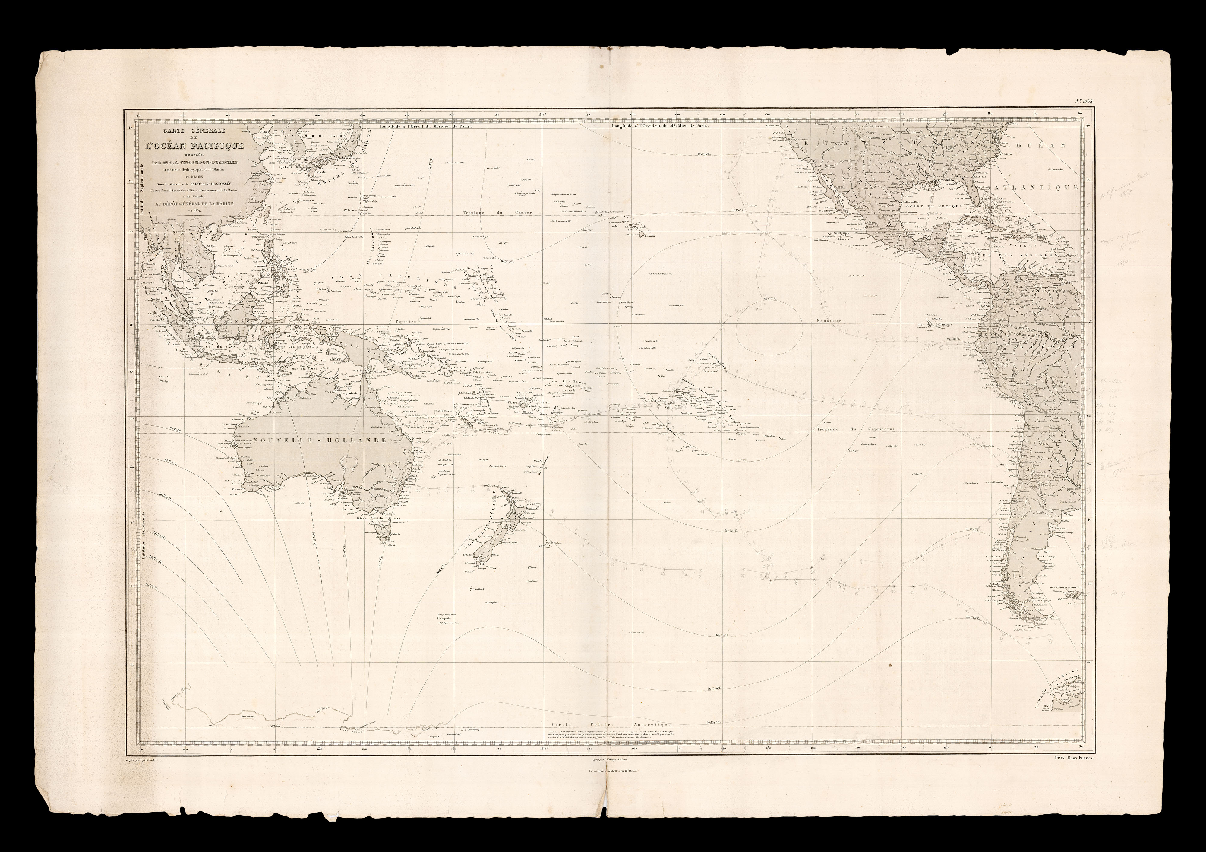 VINCENDON-DUMOULIN, Vincendon-Dumoulin, Clement Adrien; J.M. HACQ; and V. CARRE Carte Generale de Ocean Pacifique