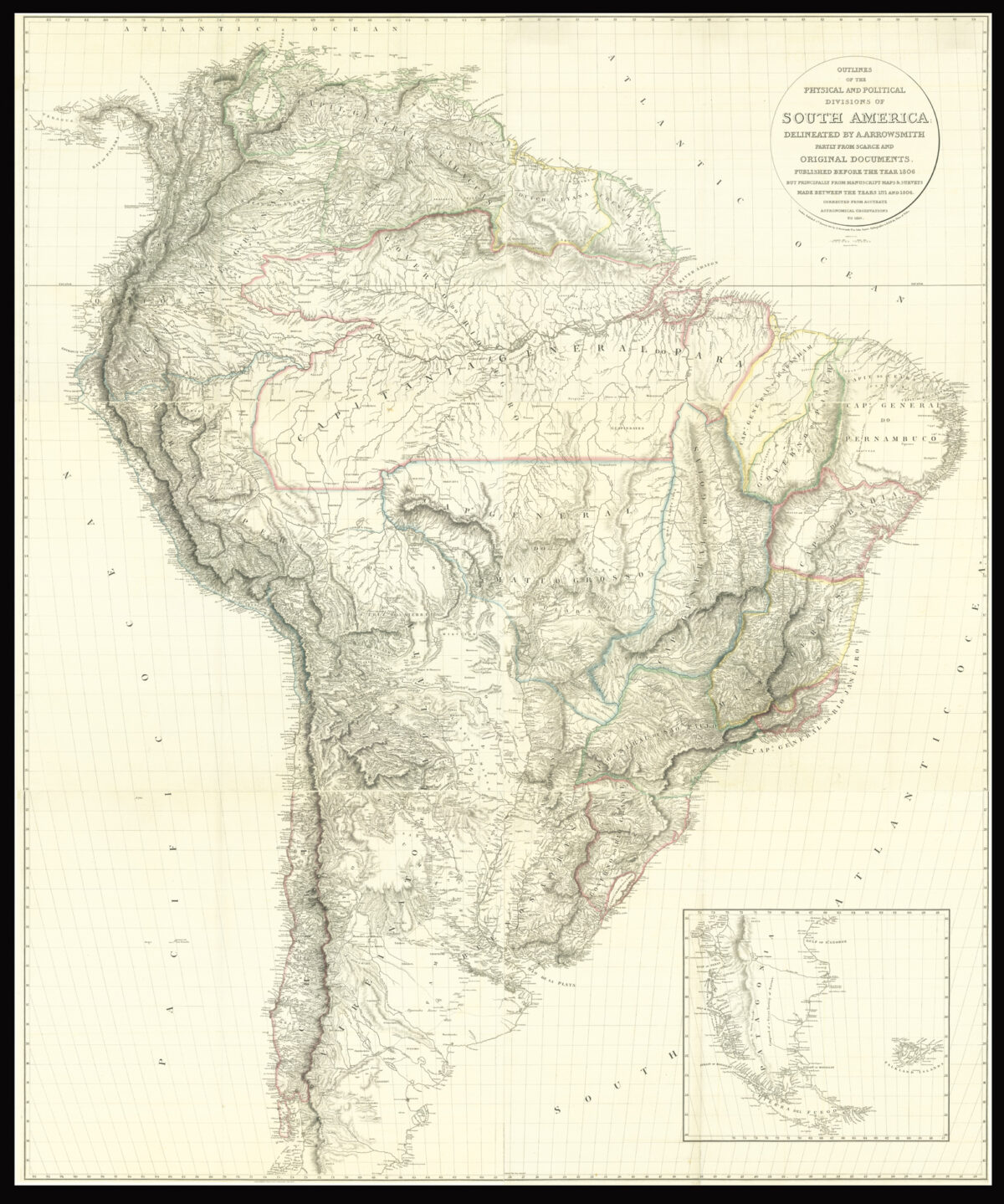 ARROWSMITH, Aaron Outlines of the Physical and Political Divisions of South America;