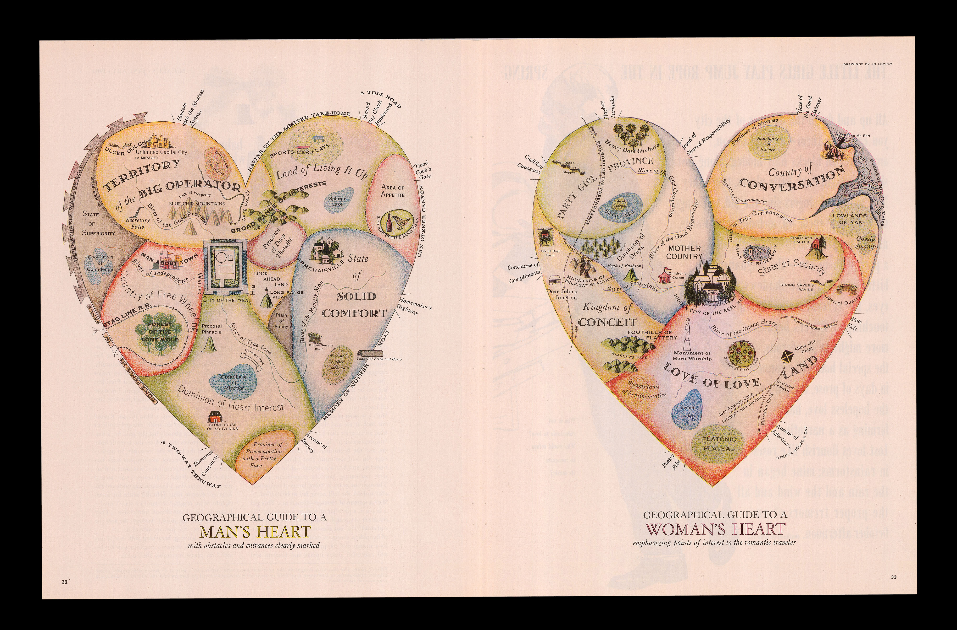 LOWERY, Jo Geographical Guide to a Man's Heart. Geographical Guide to a Woman's Heart.