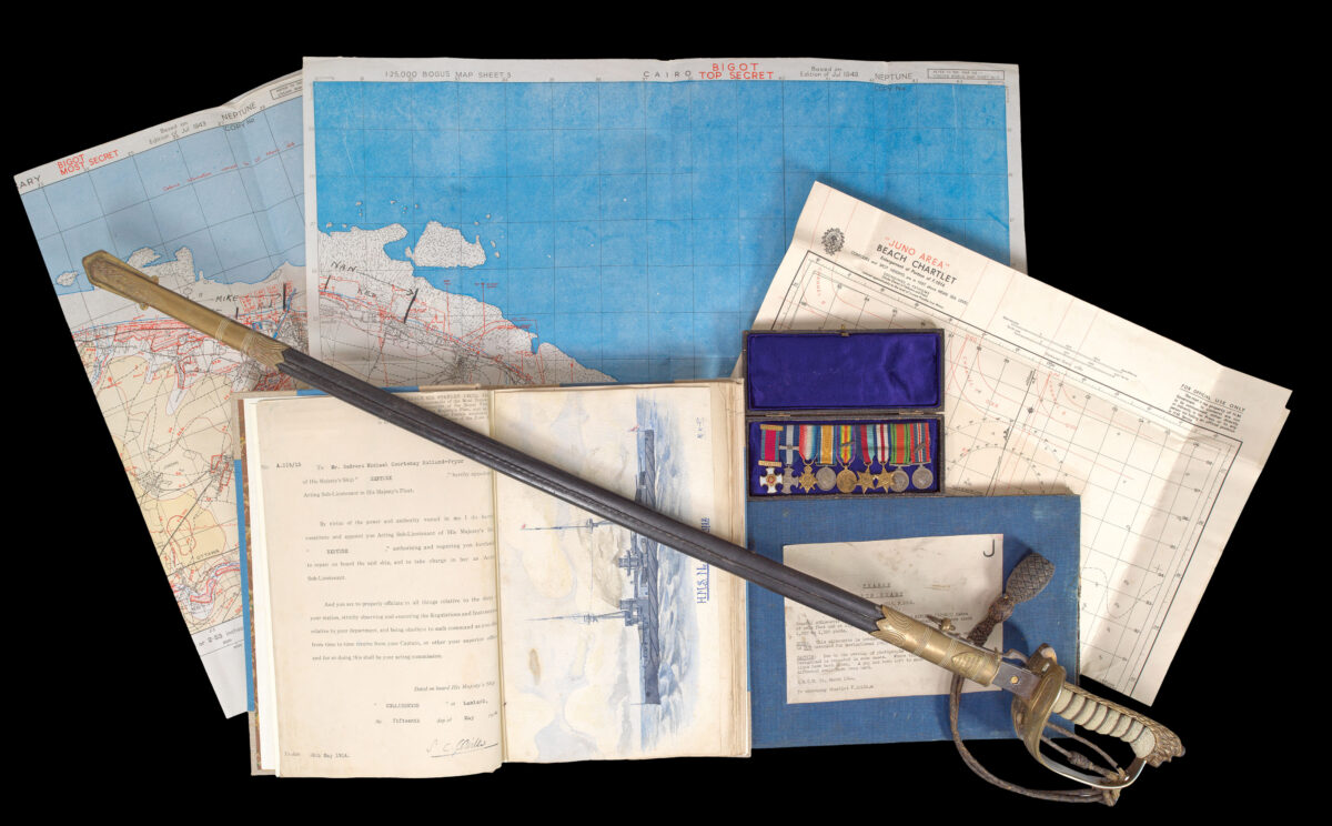 PRYOR, Commando Redevers Michael [D-Day Bigot Maps and other personal effects of Commando Redevers Michael Pryor].