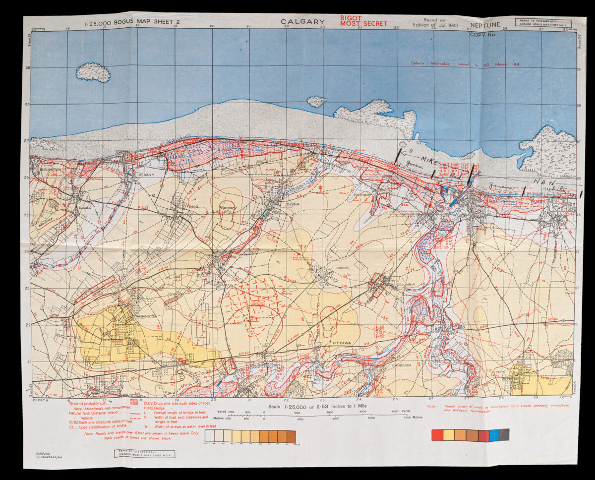 PRYOR, Commando Redevers Michael [D-Day Bigot Maps and other personal effects of Commando Redevers Michael Pryor].