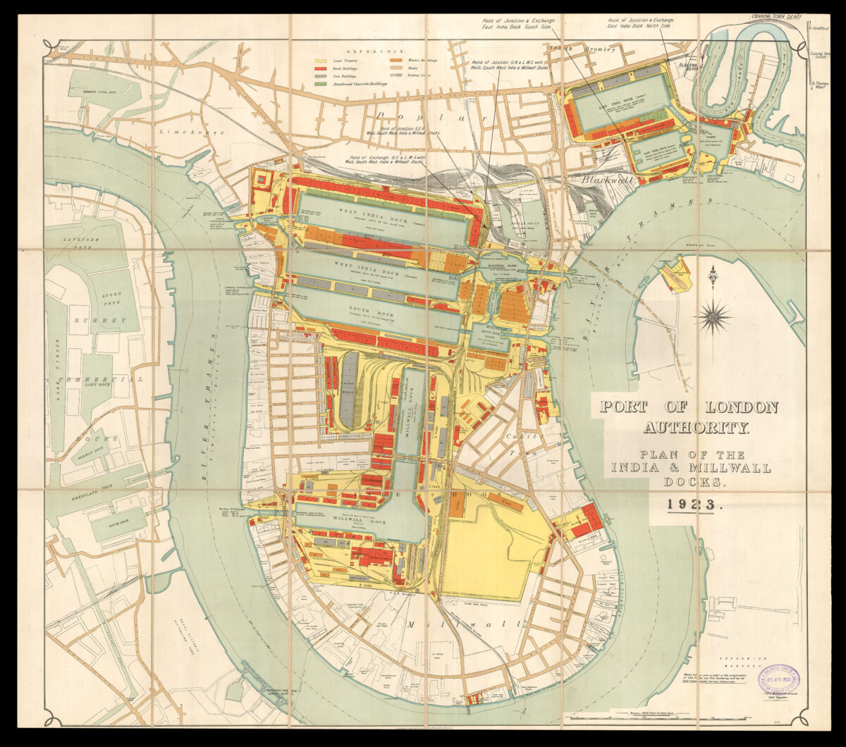 PORT OF LONDON AUTHORITY Plan of the India & Millwall Docks 1923.
