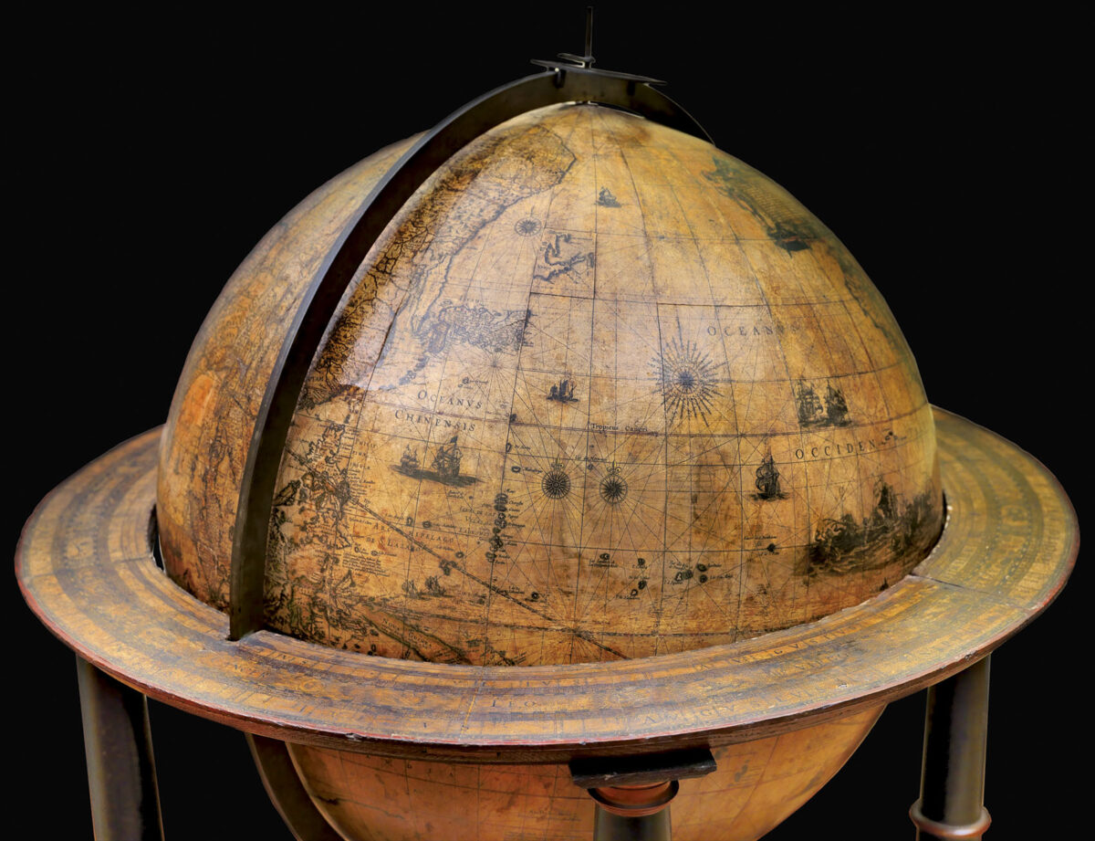BLAEU, Willem [A pair of Globes - Terrestrial and Celestial] Globus Orbis Terrae.