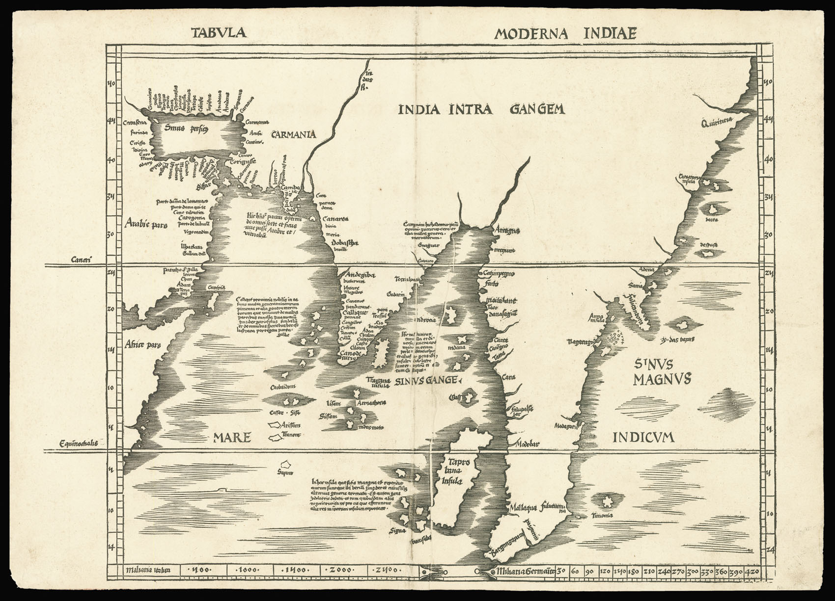 [PTOLEMAEUS, Claudius; and Martin WALDSEEMULLER] Tabula Moderna Indiae.