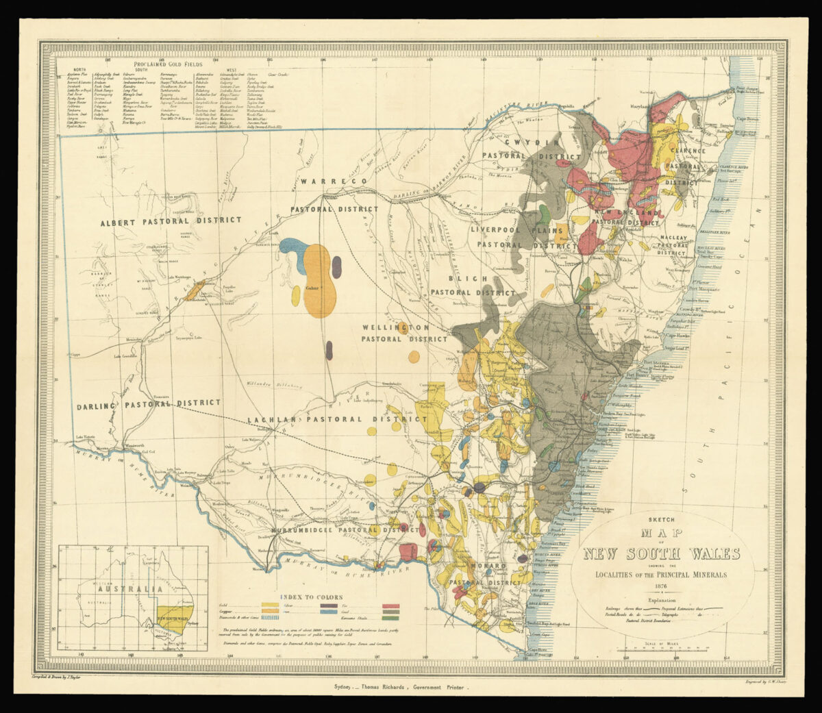 TAYLOR, J. Sketch Map of New South Wales