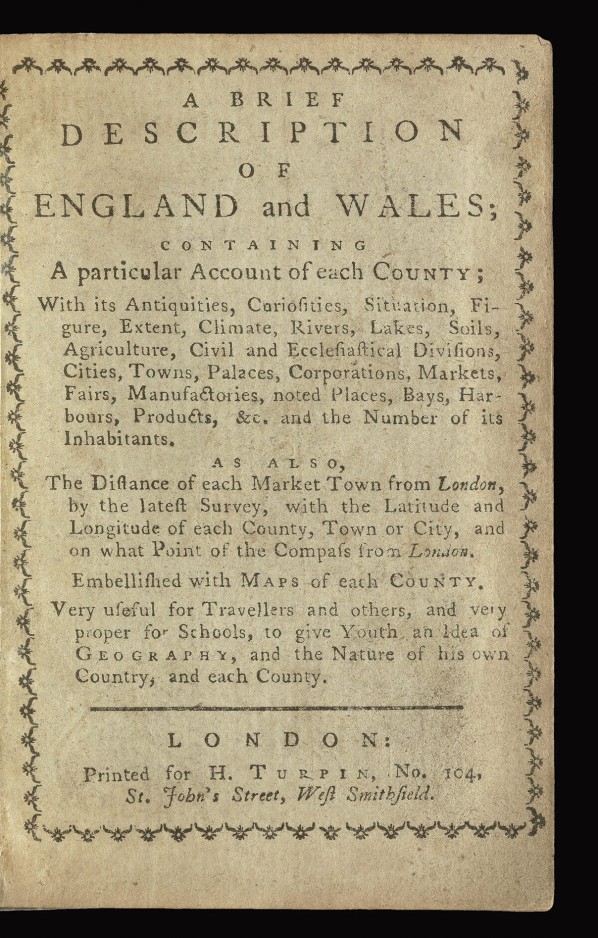 MORDEN, Robert [Playing Cards] A Brief Description of England and Wales;