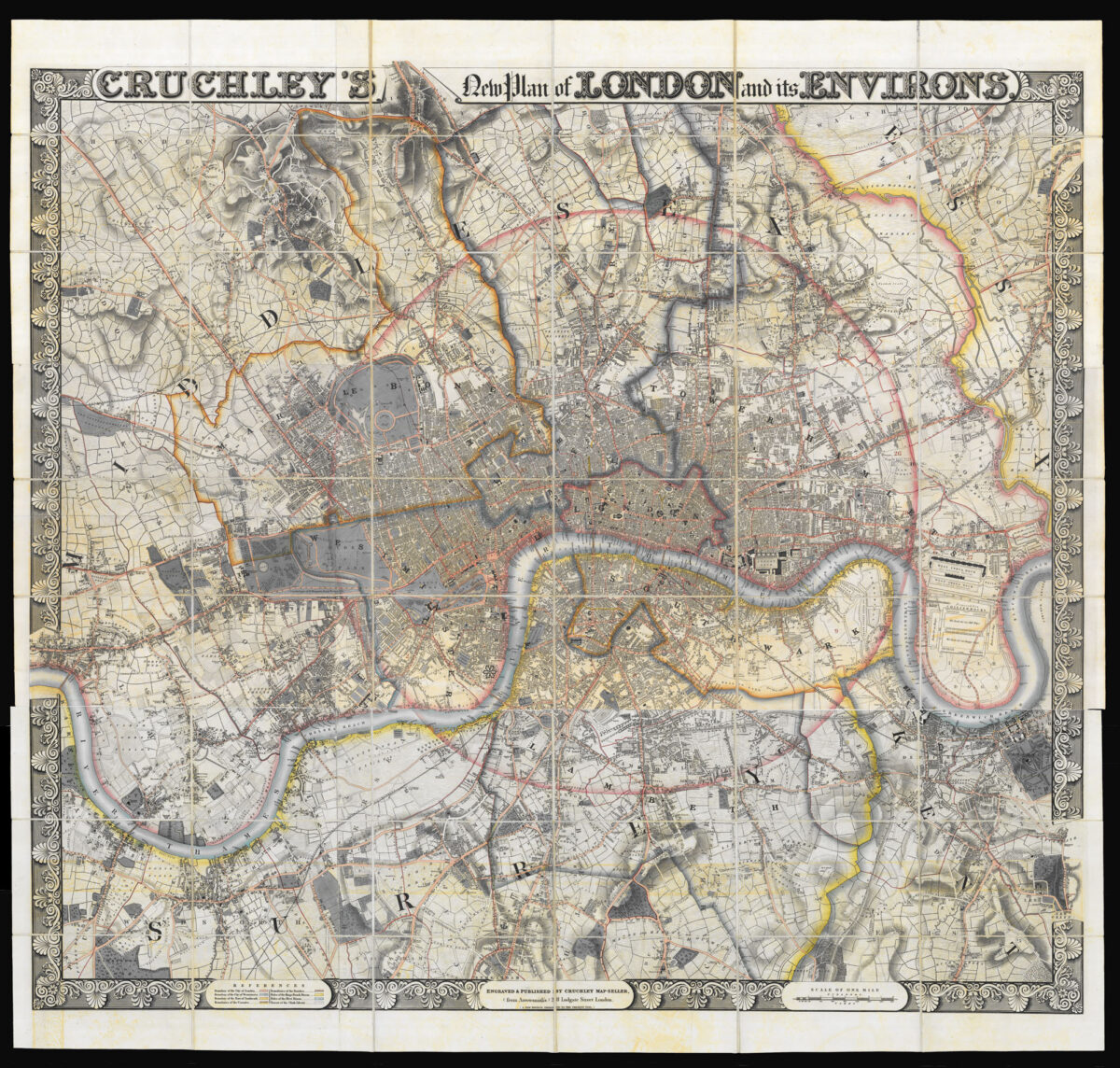 CRUCHLEY, George Frederick Cruchley's New Plan of London and Its Environs.