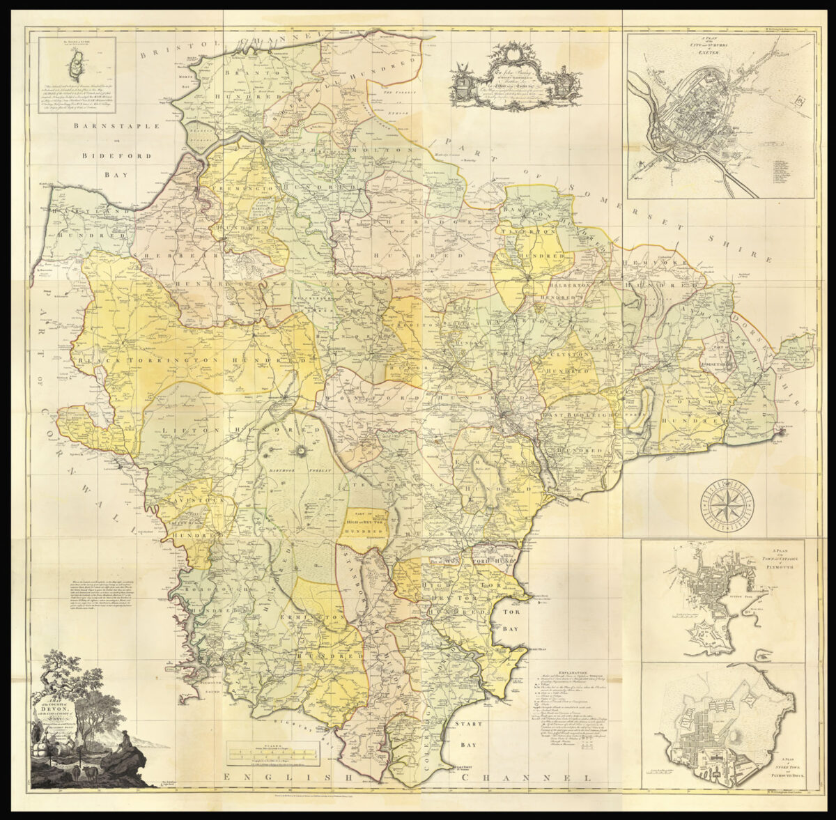 DONN, Benjamin [Engraved by] JEFFERYS, Tho[am]s A Map of the County of Devon,