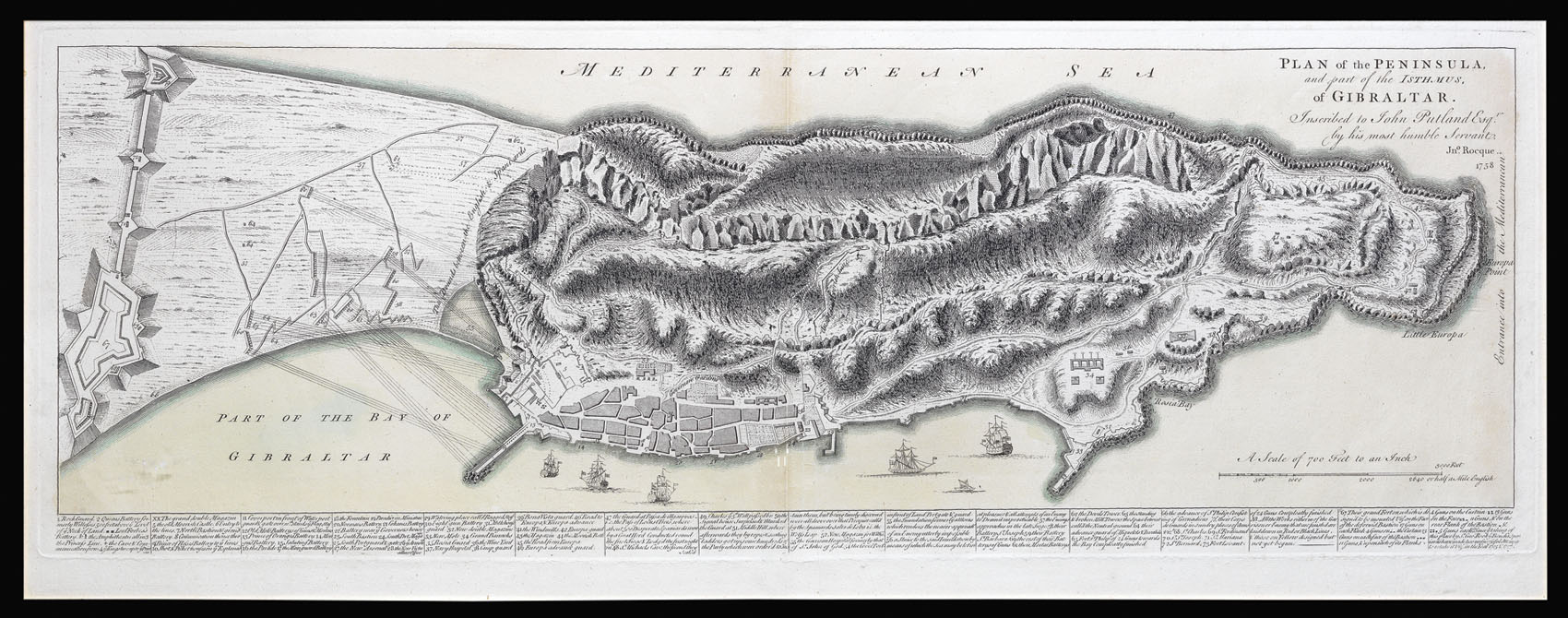 ROCQUE, John Plan of the Peninsula and part of the Isthmus of Gibraltar.