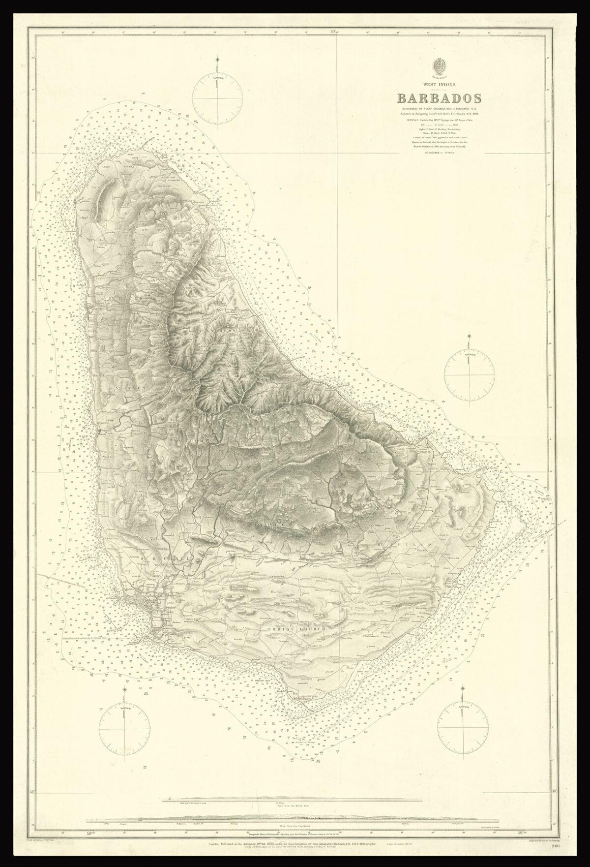 PARSONS, J[ohn] Barbados Surveyed by Staff Commander J Parsons RN.