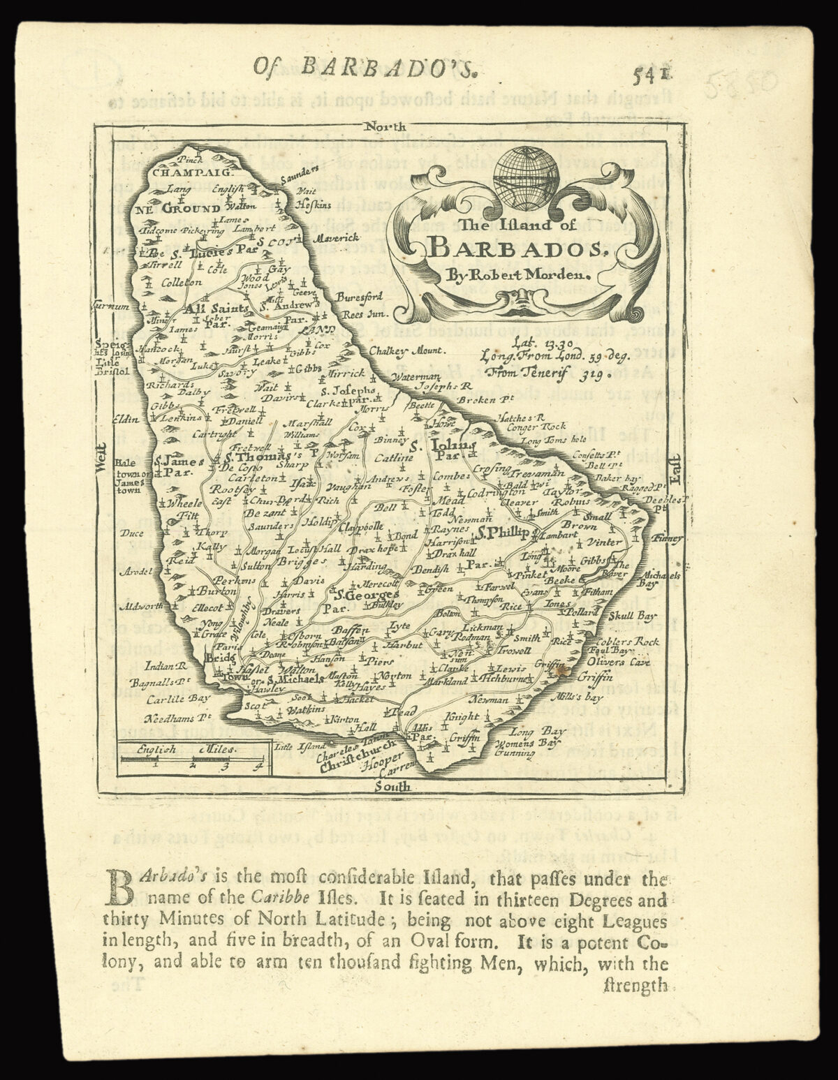 MORDEN, Robert The Island of Barbados. By Robert Morden.