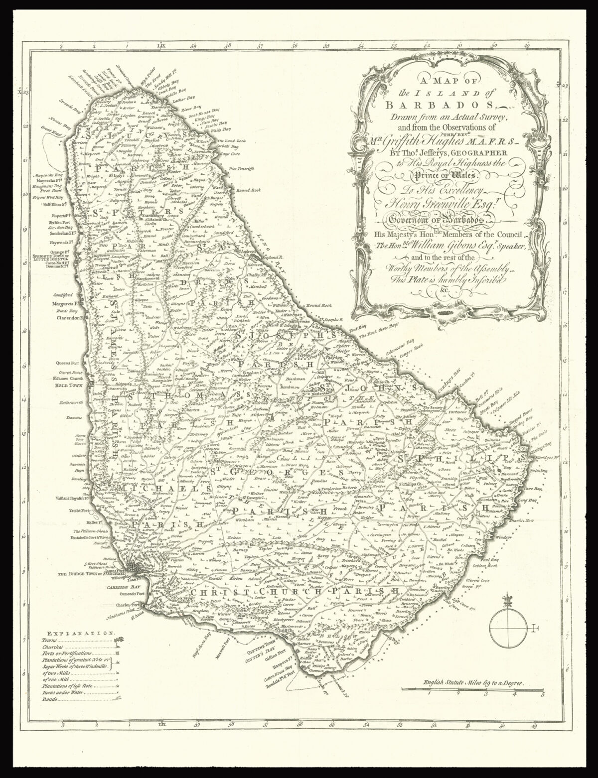 HUGHES, Griffith A Map of the Island of Barbados