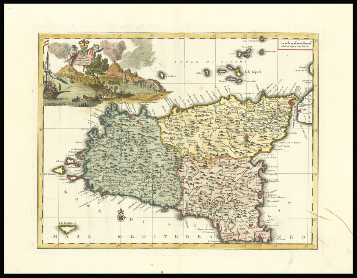 ALBRIZZI, Giovanni Battista Carta Geografica Dell'Isola di Sicilia