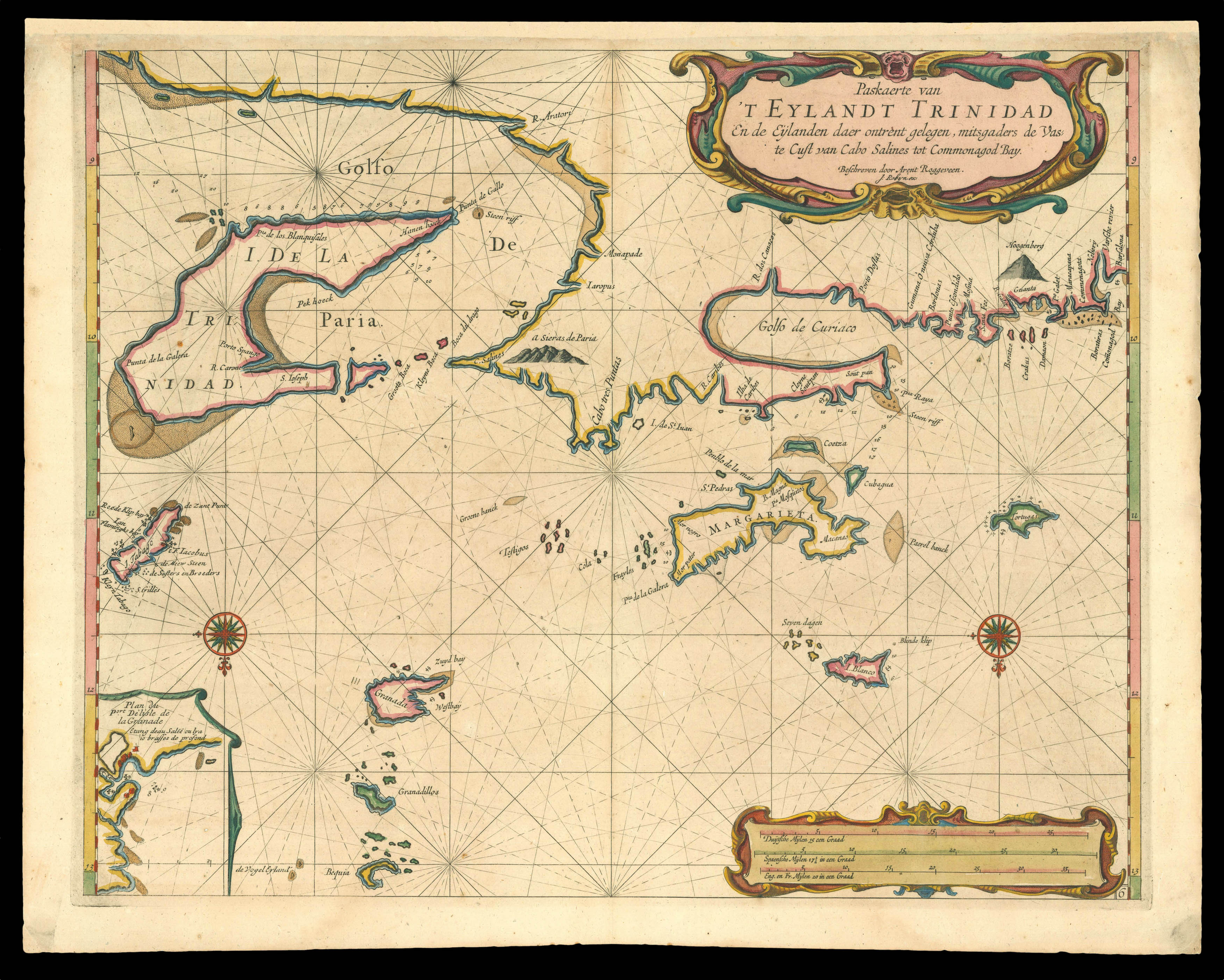 ROGGEVEEN, Arent Paskaerte van 't Eylandt Trinidad