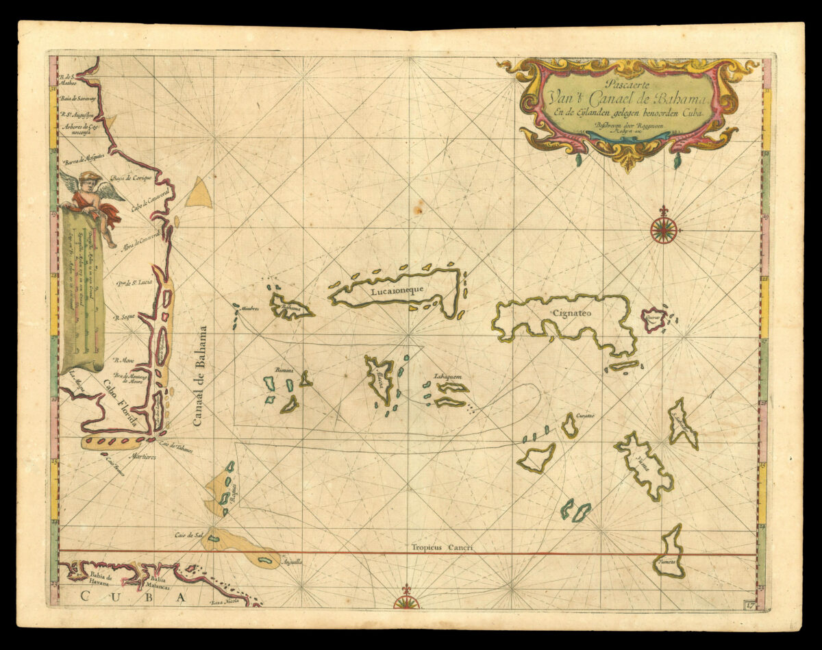 ROGGEVEEN, Arent Pascaerte Van't Canael de Bahama, En de Eylanden gelegen benoorden Cuba.
