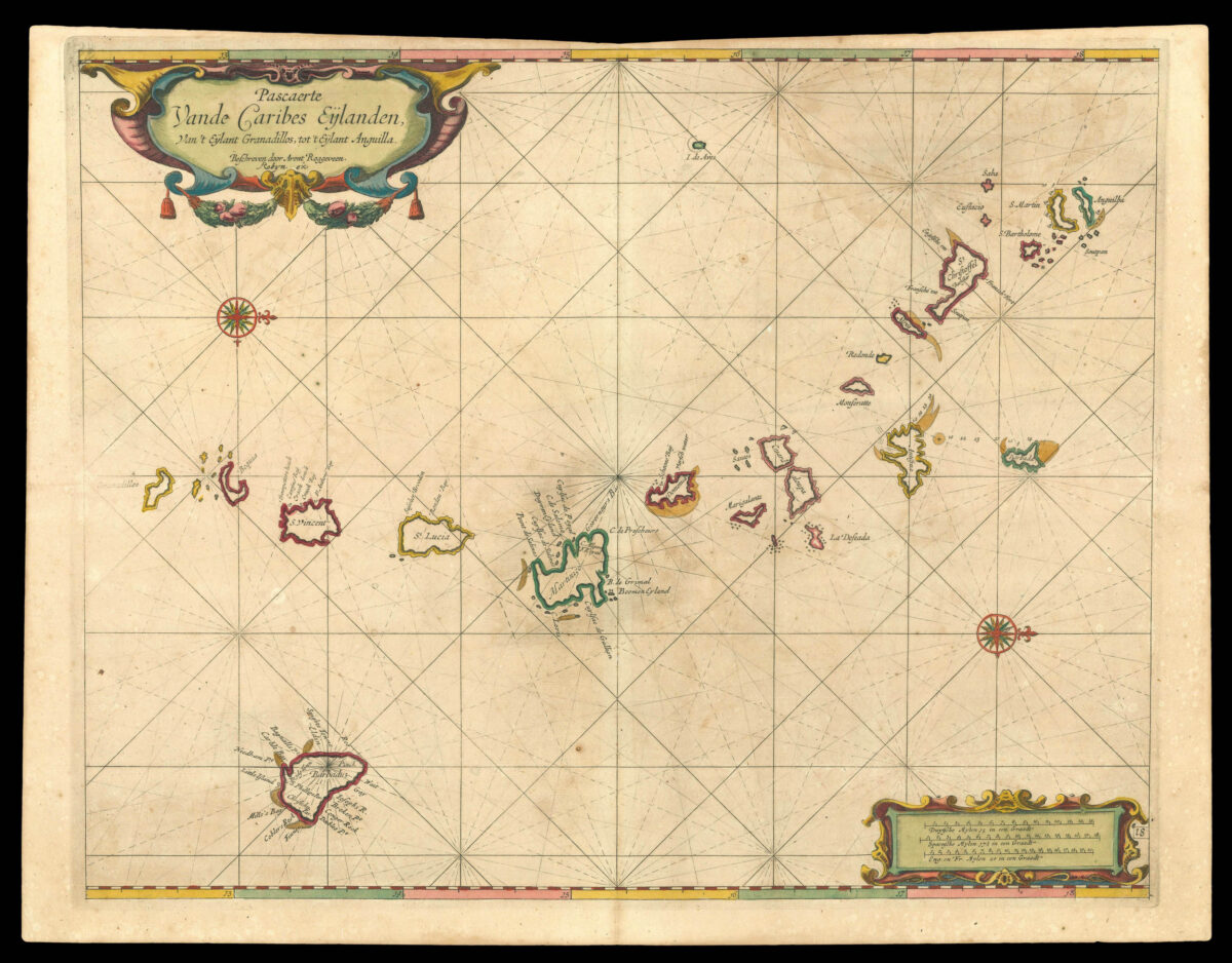 ROGGEVEEN, Arent Pascaerte vande Caribes Eylanden van 't Eylant Granadillos, tot 't Eylant Anguilla.