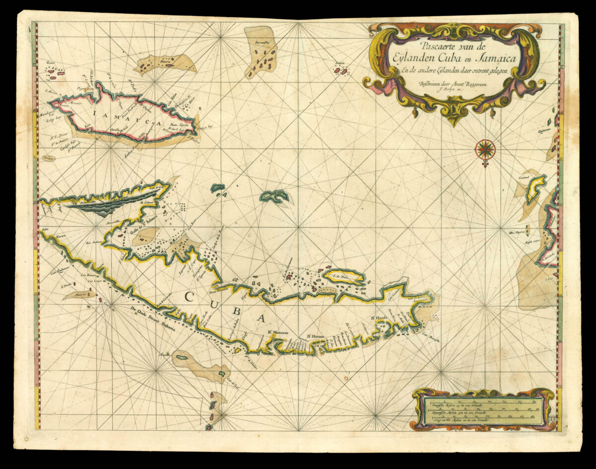 ROGGEVEEN, Arent Pascaerte van de Eylanden Cuba en Jamaica