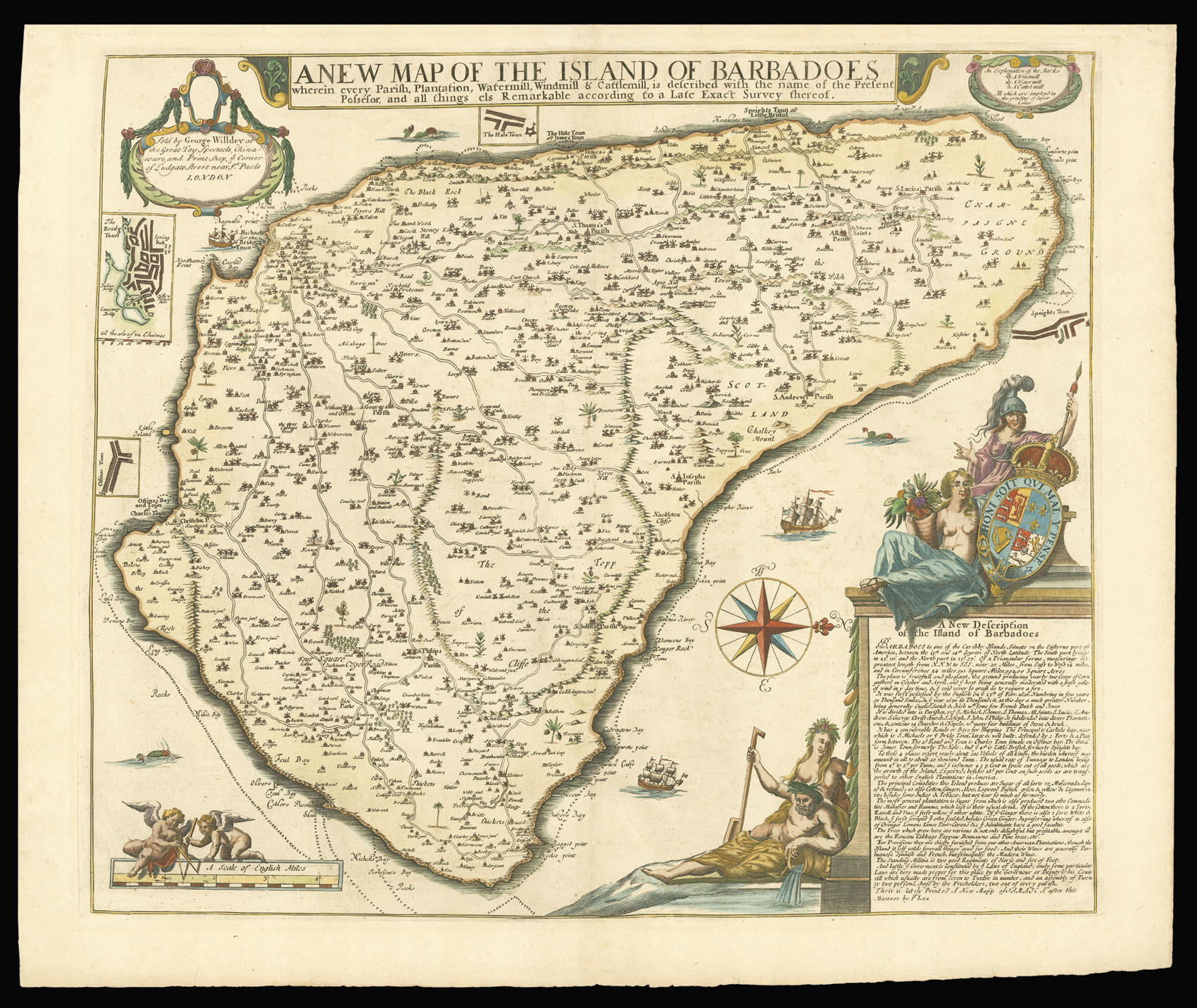 LEA, Philip; FORD, Richard A New Map of the Island of Barbadoes