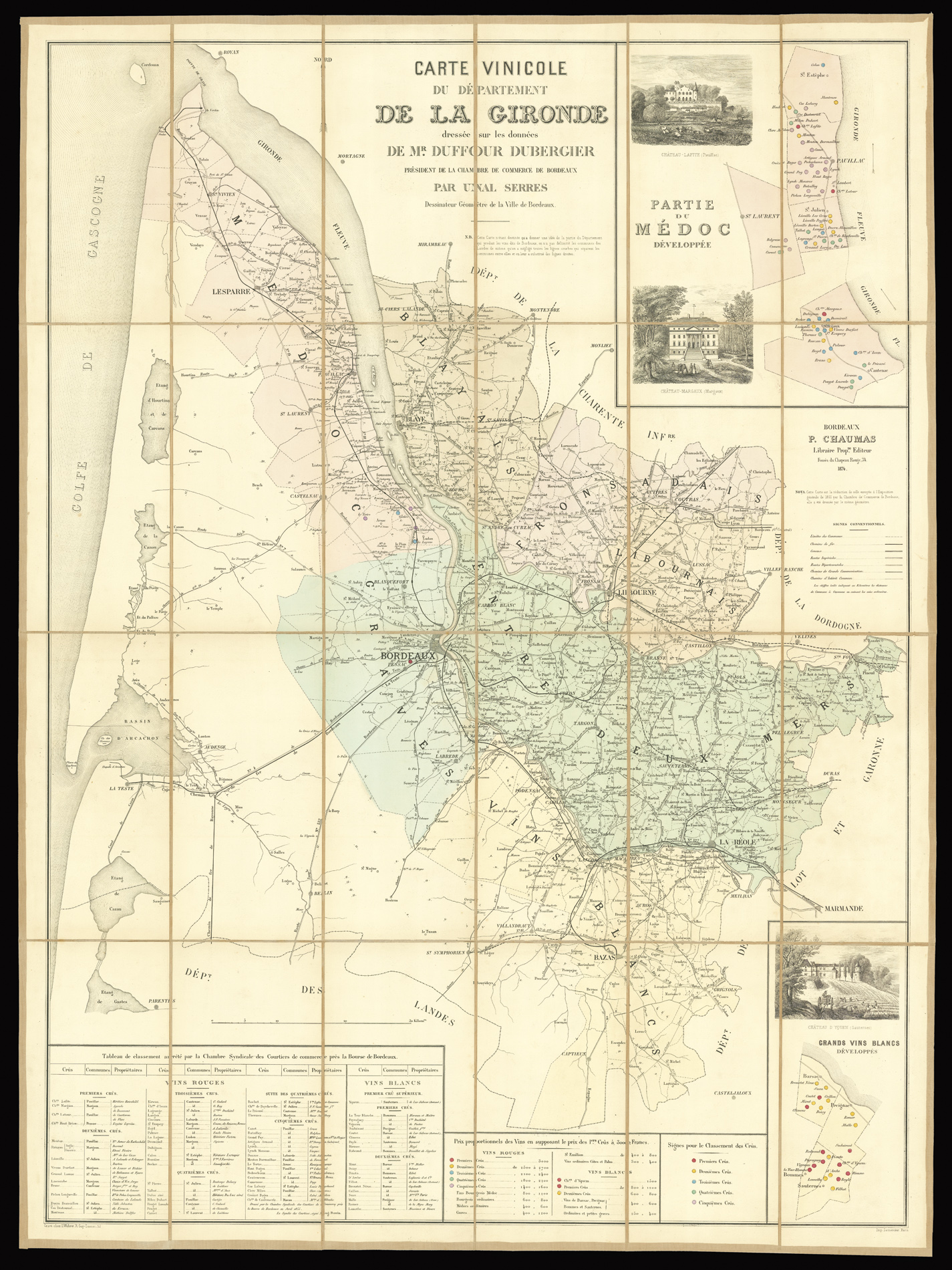 SERRES, Unal Carte Vinicole du Départment de la Gironde
