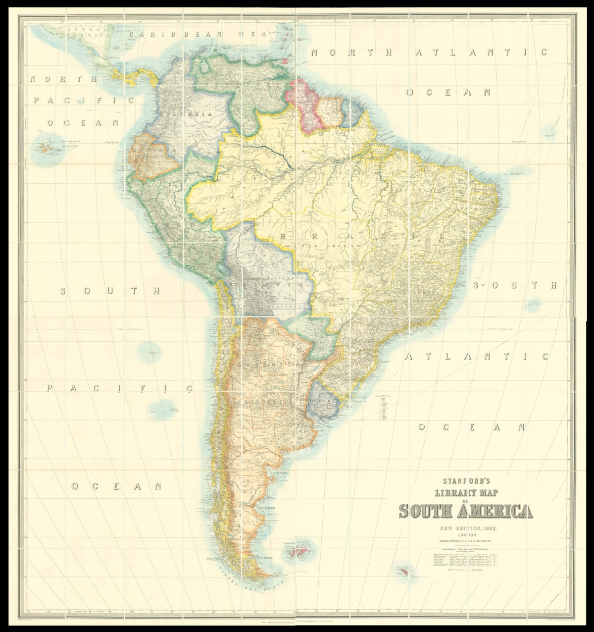 JOHNSTON, Alexander Keith Stanford's Library Map of South America.
