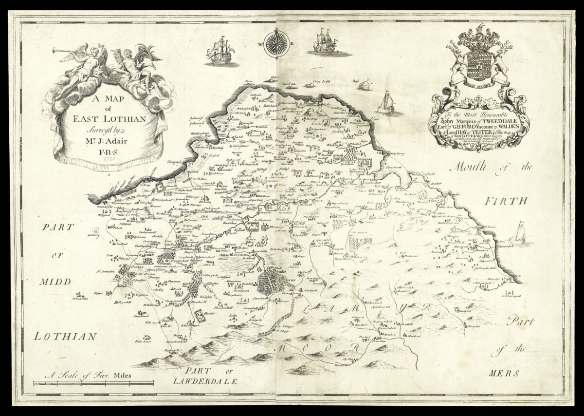 ADAIR, John A Map of East Lothian Survey'd by Mr J: Adair F.R.S.