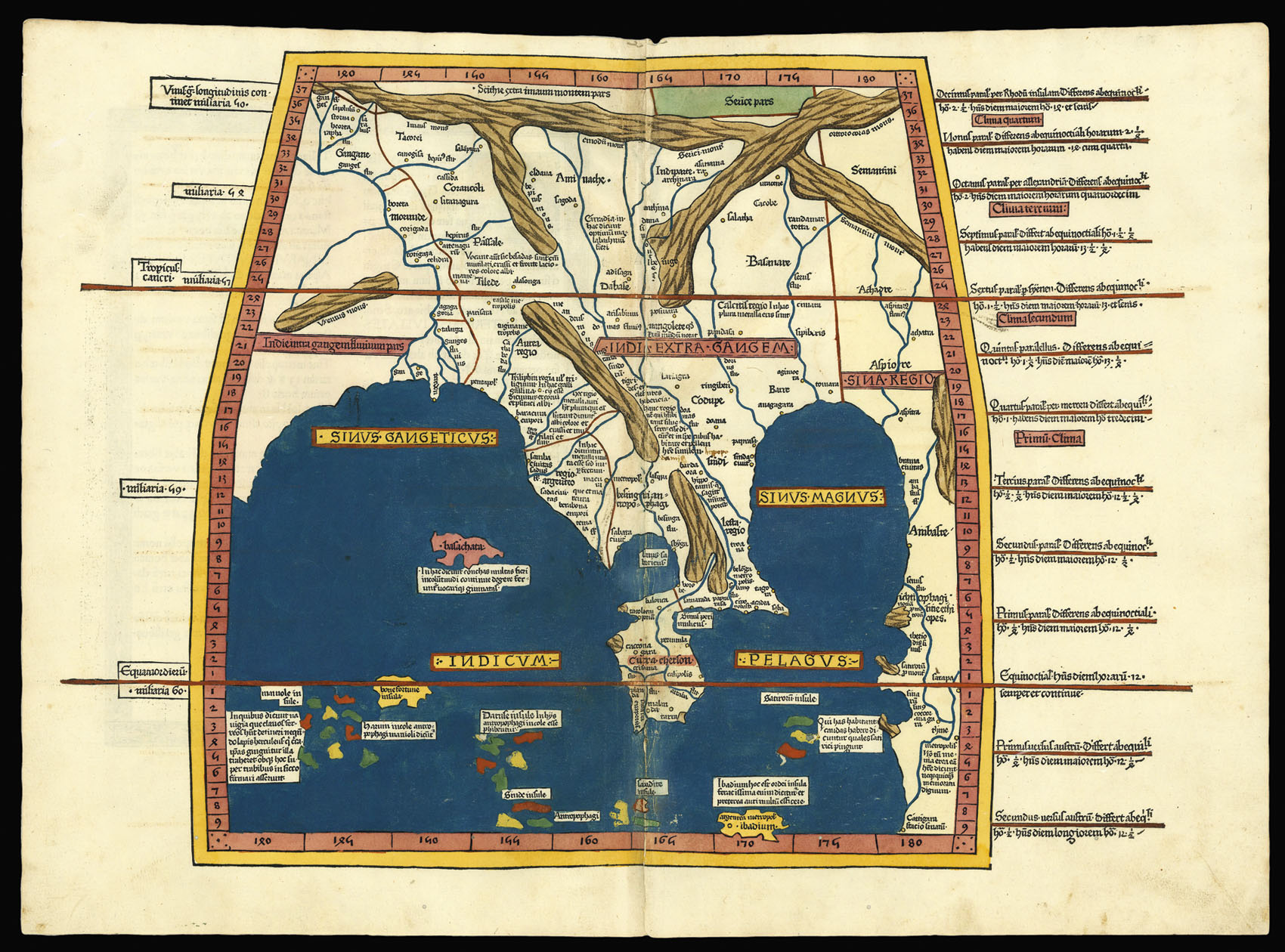 PTOLEMAEUS, Claudius [translated by ANGELUS, Jacobus, edited by GERMANUS, Nicolaus] Undecima Asie Tabula.