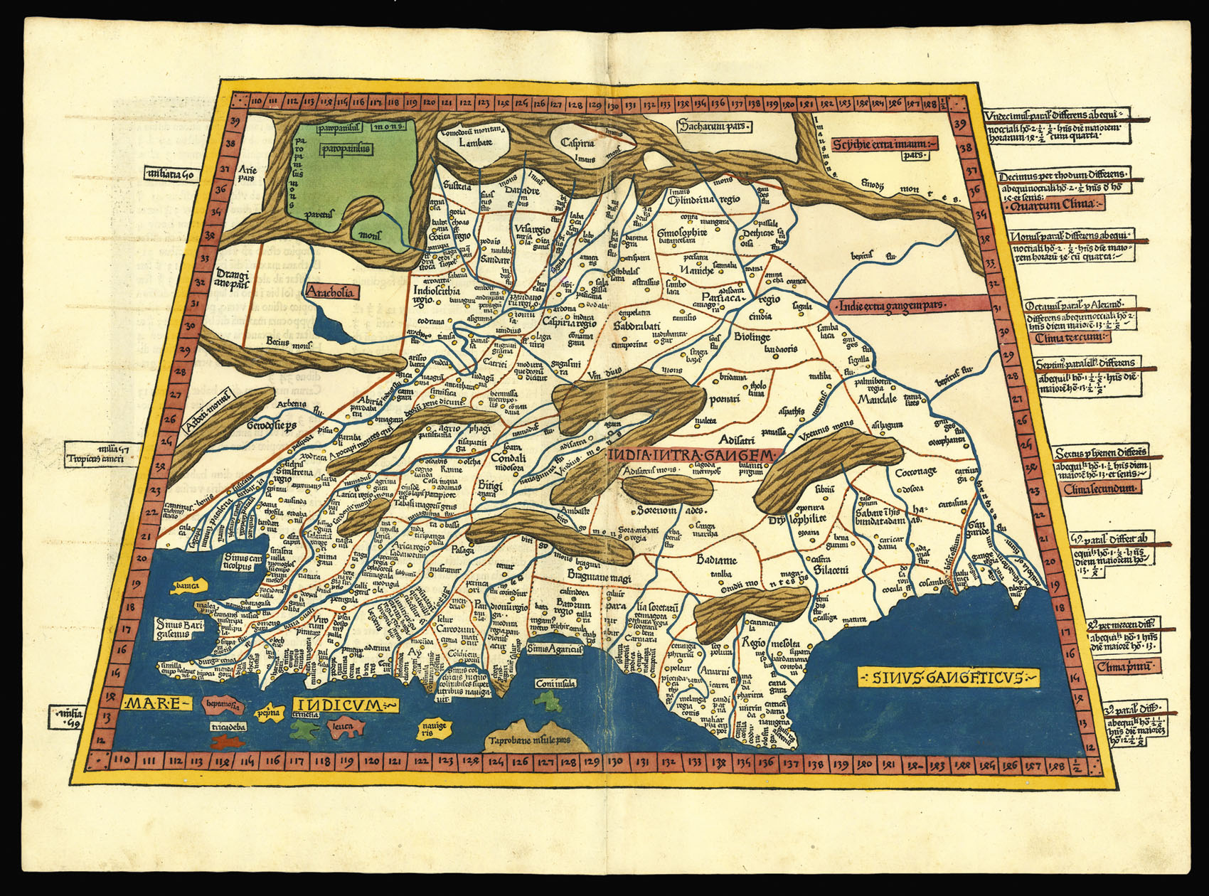PTOLEMAEUS, Claudius [translated by ANGELUS, Jacobus, edited by GERMANUS, Nicolaus] Decima Asie Tabula.