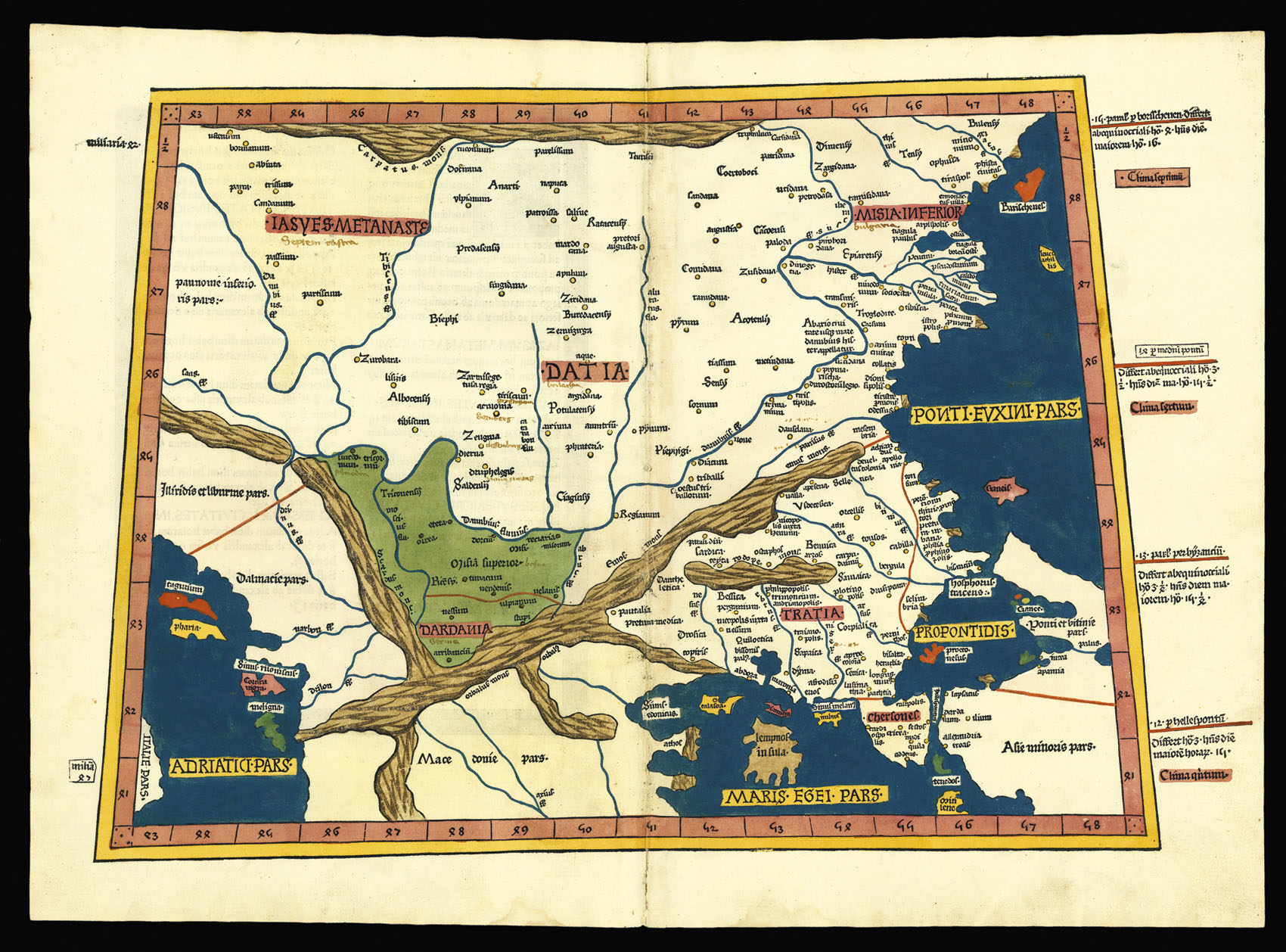 PTOLEMAEUS, Claudius [translated by ANGELUS, Jacobus, edited by GERMANUS, Nicolaus] Nona Europe Tabula.
