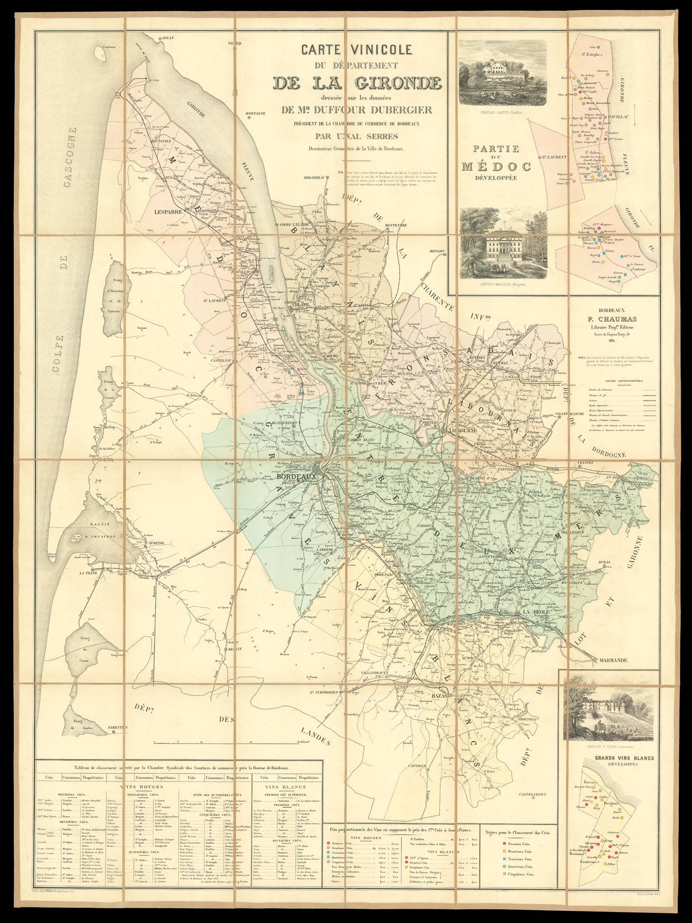 SERRES, Unal Carte Vinicole du Départment de la Gironde