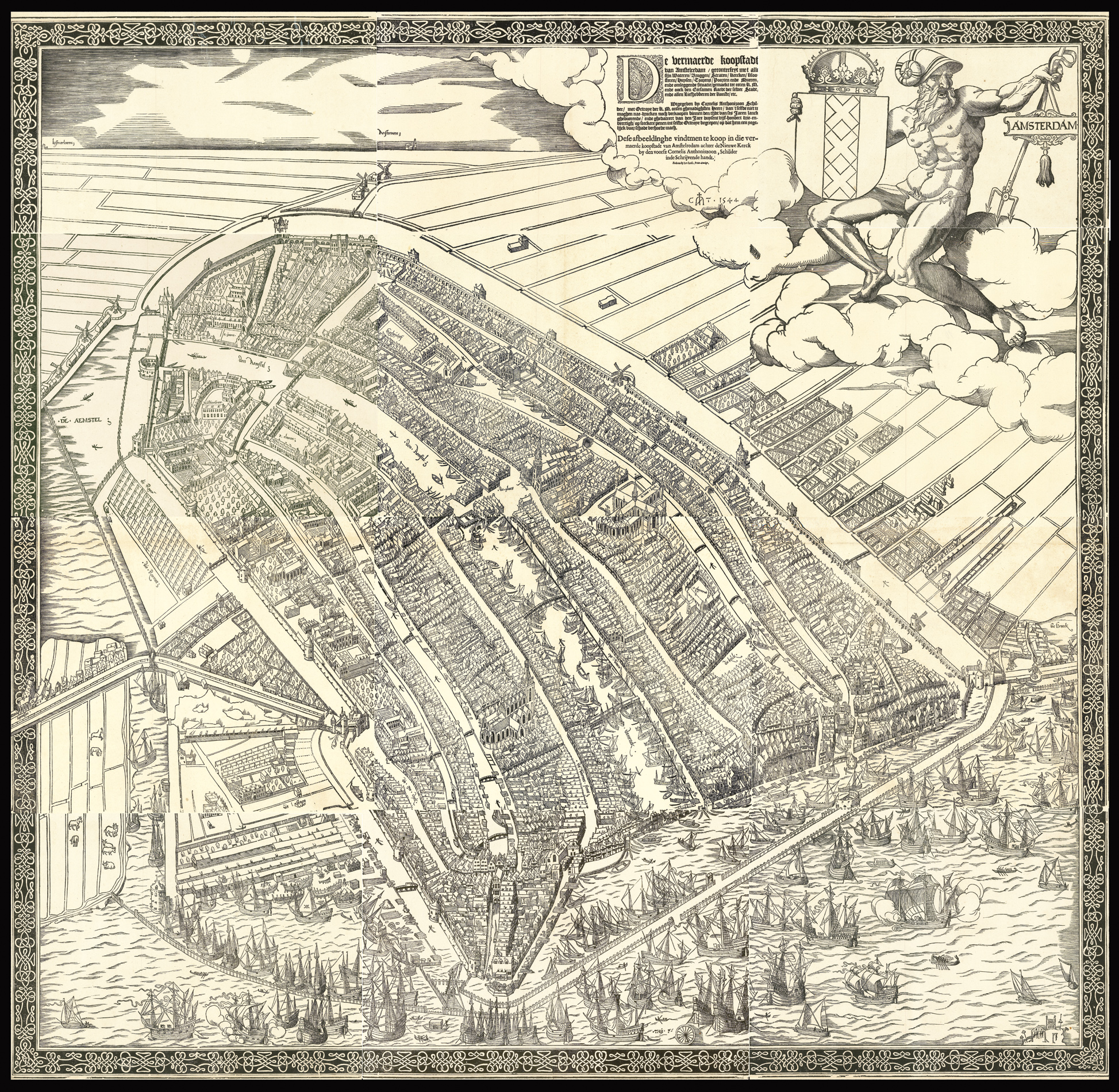 ANTHONISZ, Cornelis [Bird's-eye View of Amsterdam, first printed in Amsterdam in 1544, 4th edition, printed by Jan Janszoon (1558-1629]