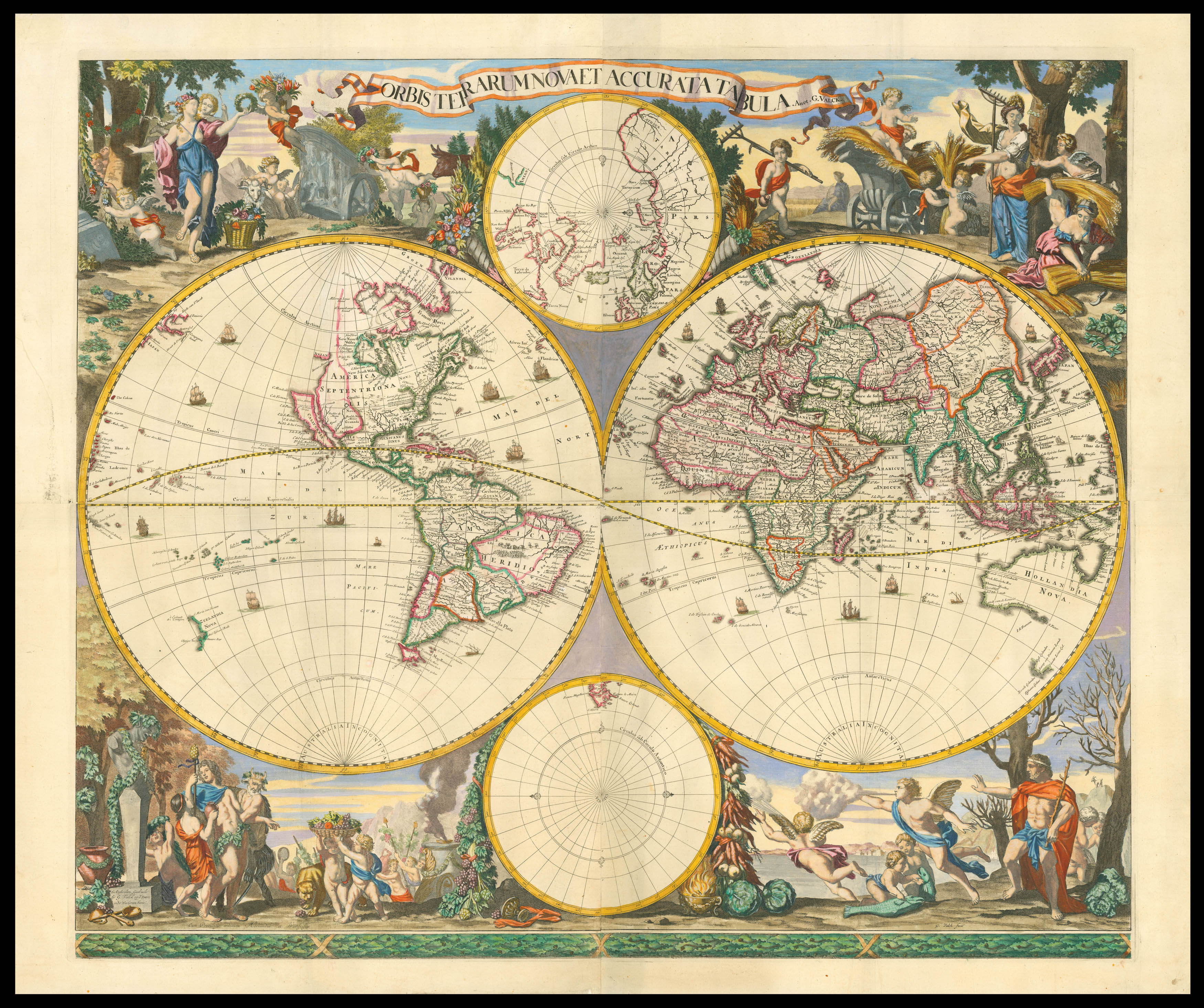 WIT, Frederick de, and Gerard VALK Orbis Terrarum Nova et Accurata Tabula.