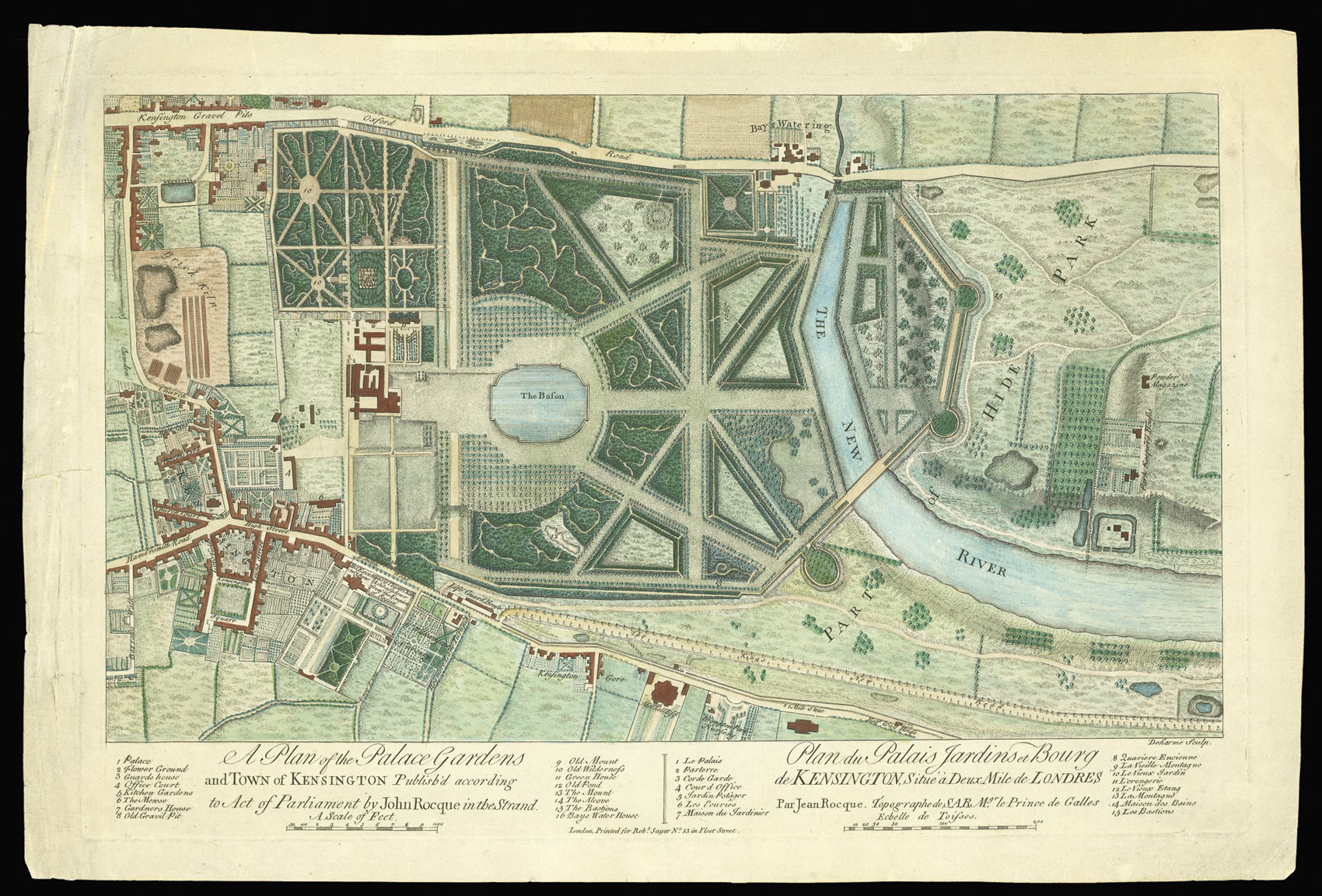 ROCQUE, John A Plan of the Palace Gardens and Town of Kensington