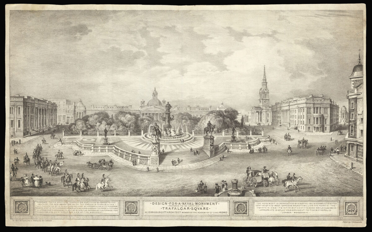 BAYNES, T[homas] M[ann] after GOLDICUTT, John Design for a Naval Monument proposed to be erected in Trafalgar Square