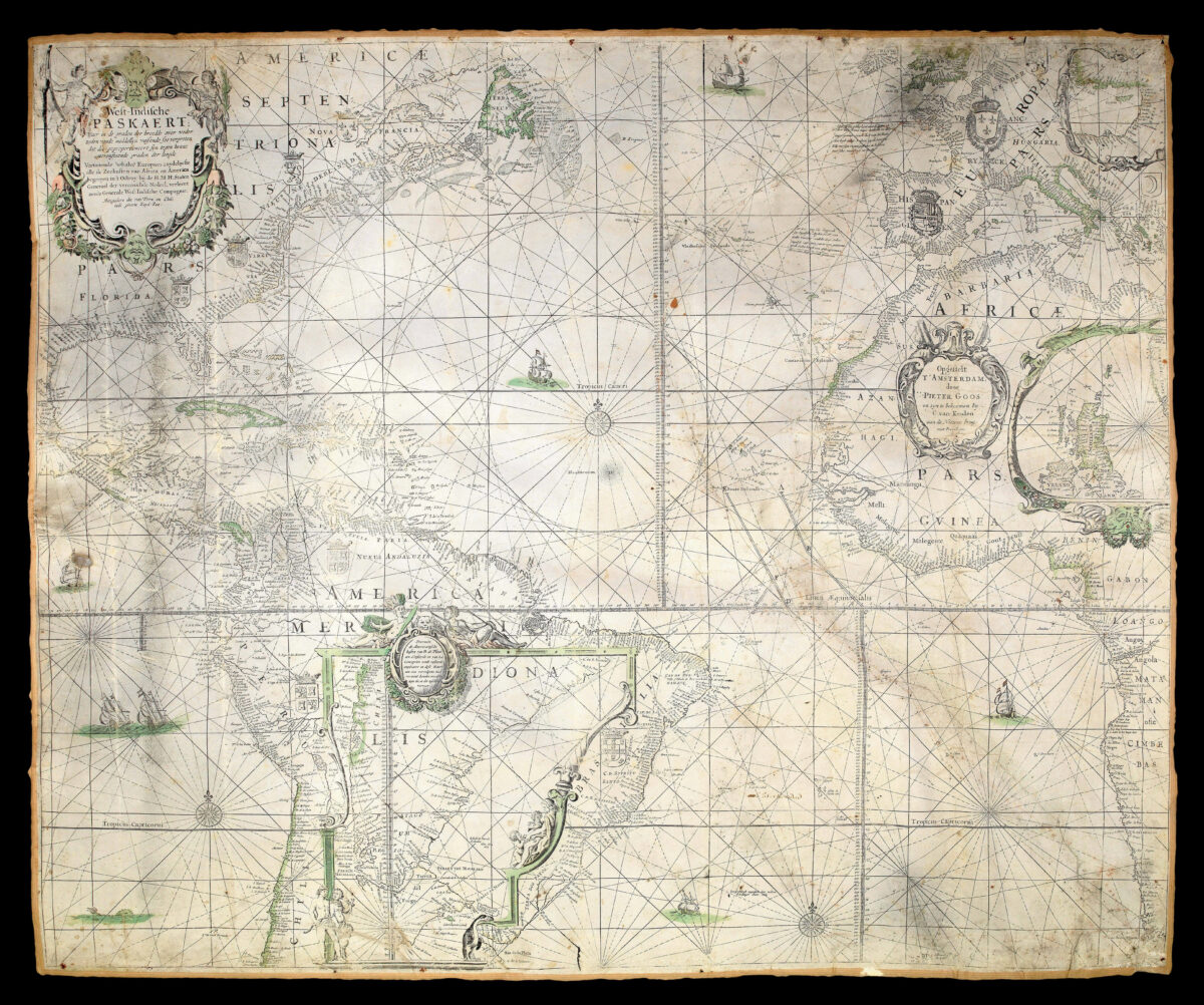 Unrecorded example of one of the most important charts published in the Dutch Golden Age
