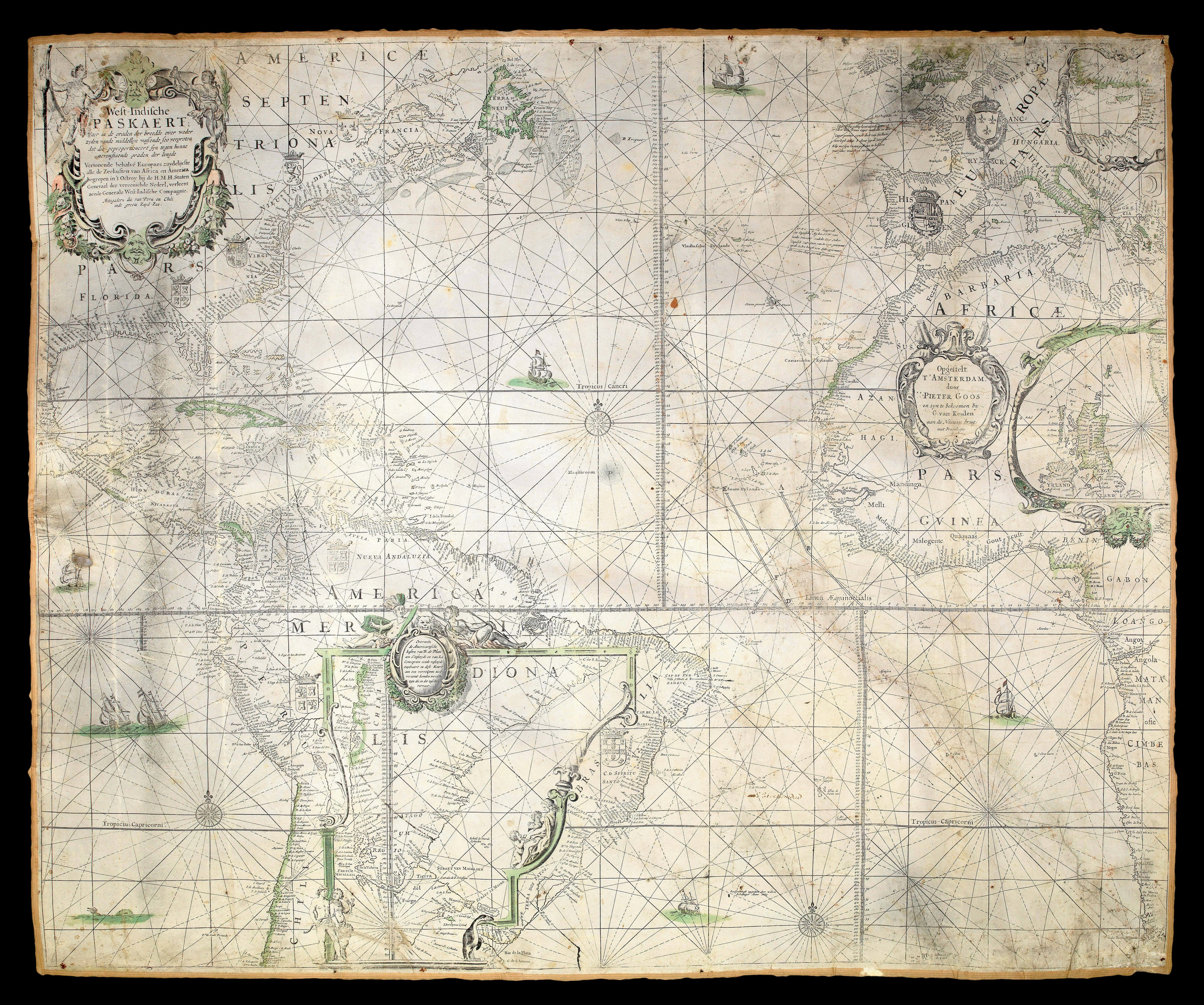 Unrecorded example of one of the most important charts published in the Dutch Golden Age