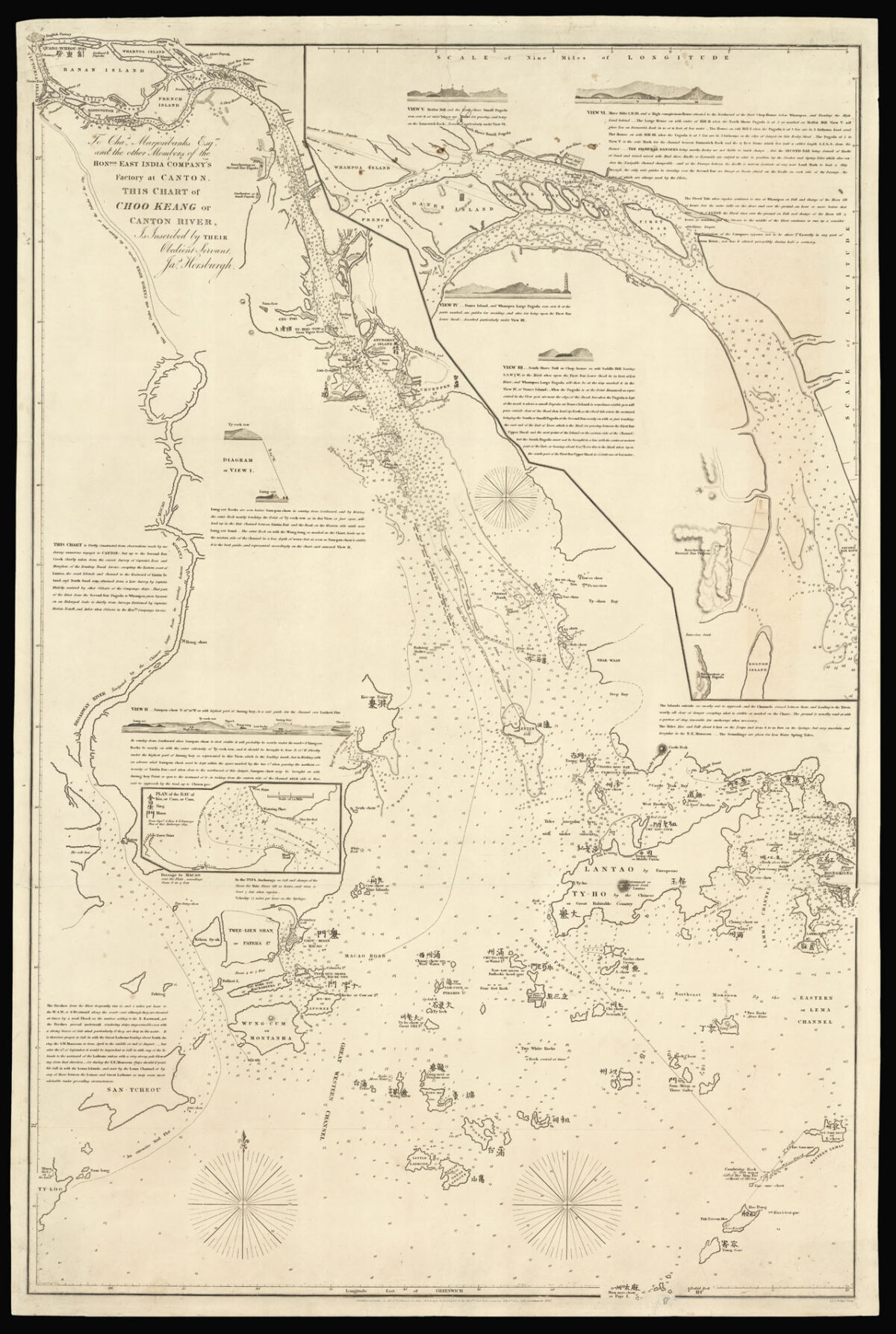HORSBURGH, James To Charles Marjoribanks Esq. and the other Members of the Honourable East India Company's Factory at Canton. This Chart of Choo Keang or Canton River