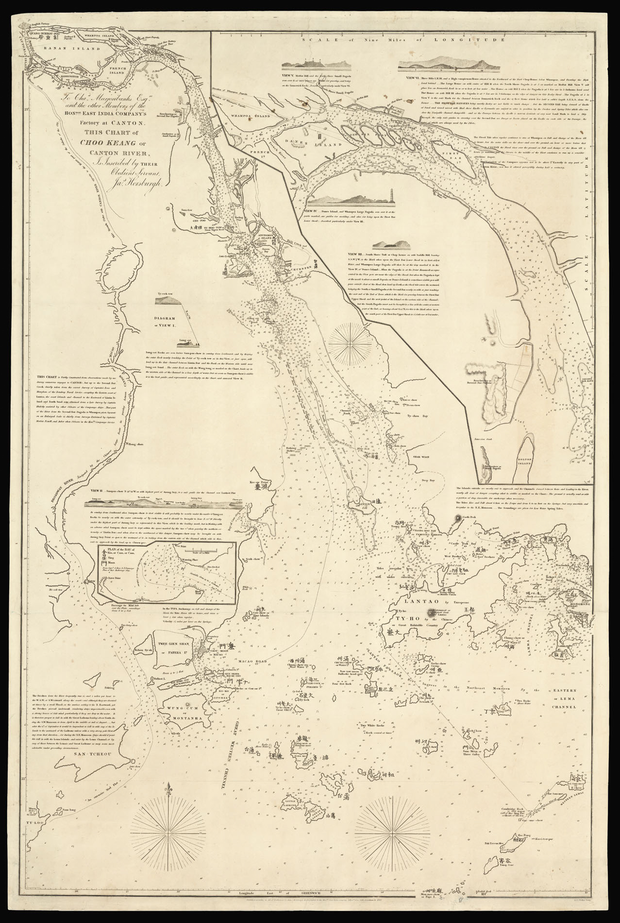 HORSBURGH, James To Charles Marjoribanks Esq. and the other Members of the Honourable East India Company's Factory at Canton. This Chart of Choo Keang or Canton River