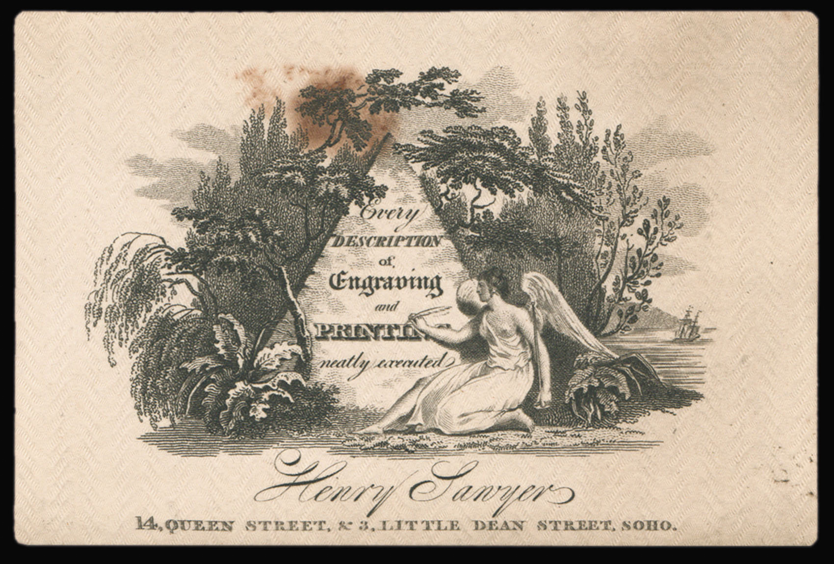 SAWYER, Henry Henry Sawyer Every Description of Engraving and Printing neatly executed.