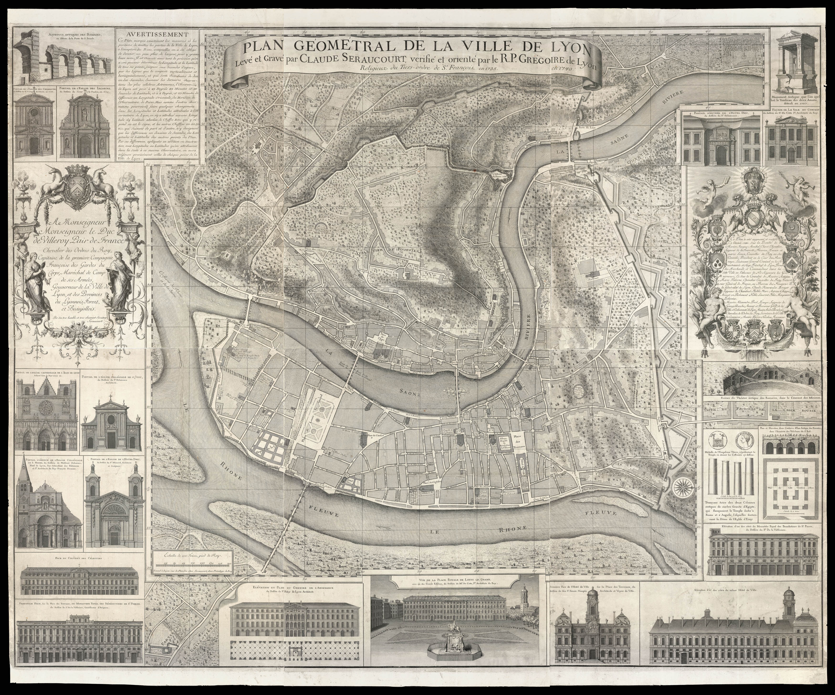 SÉRAUCOURT, Claude Plan géométral de la ville de Lyon.