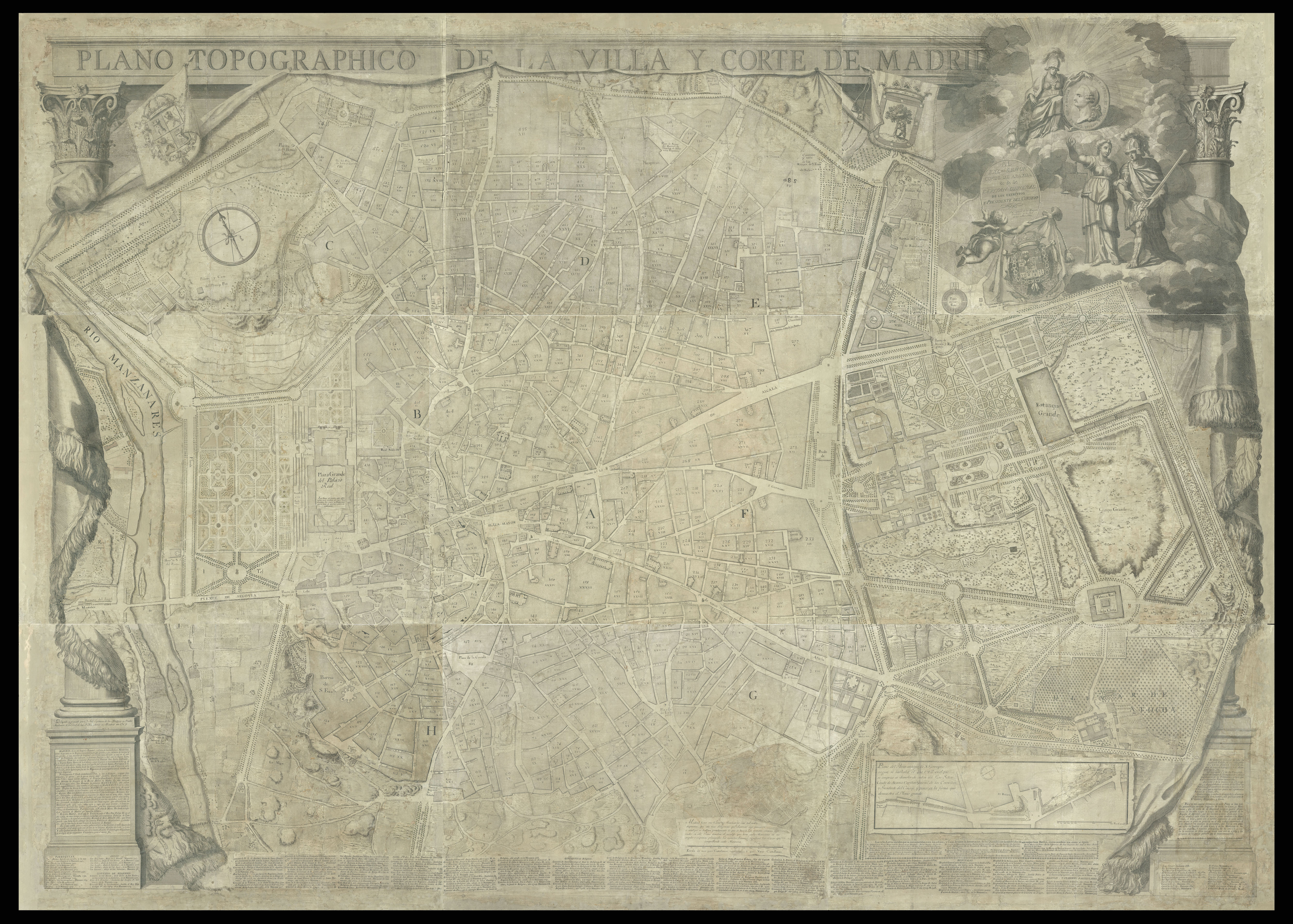 ESPINOSA de los Monteros y Abadía, Antonio Plano topográphico de la Villa y Corte de Madrid.